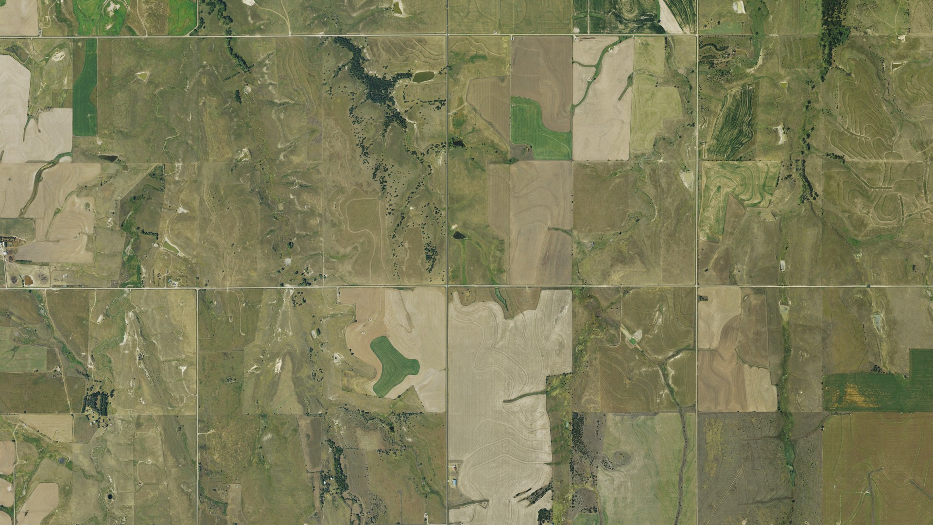 Aerial view of land around Cleveland, Kansas