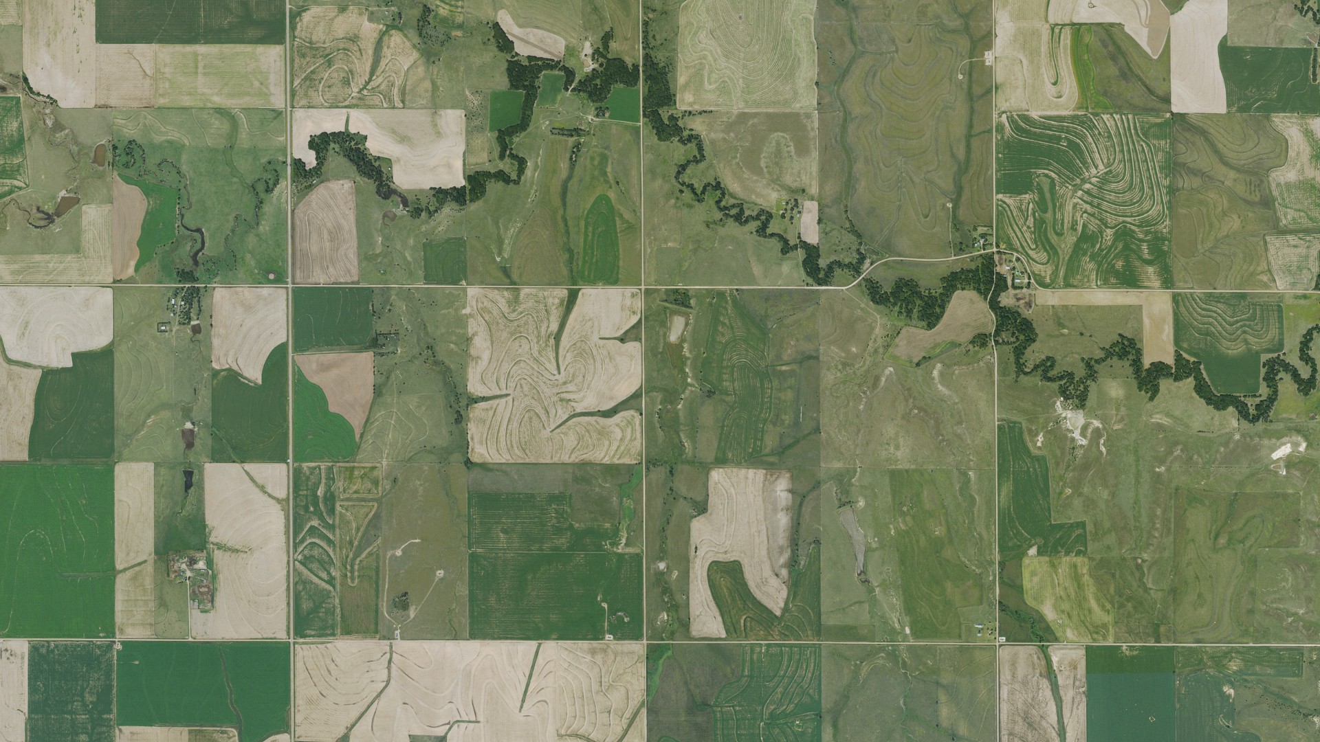 Aerial view of land around Grant, Kansas