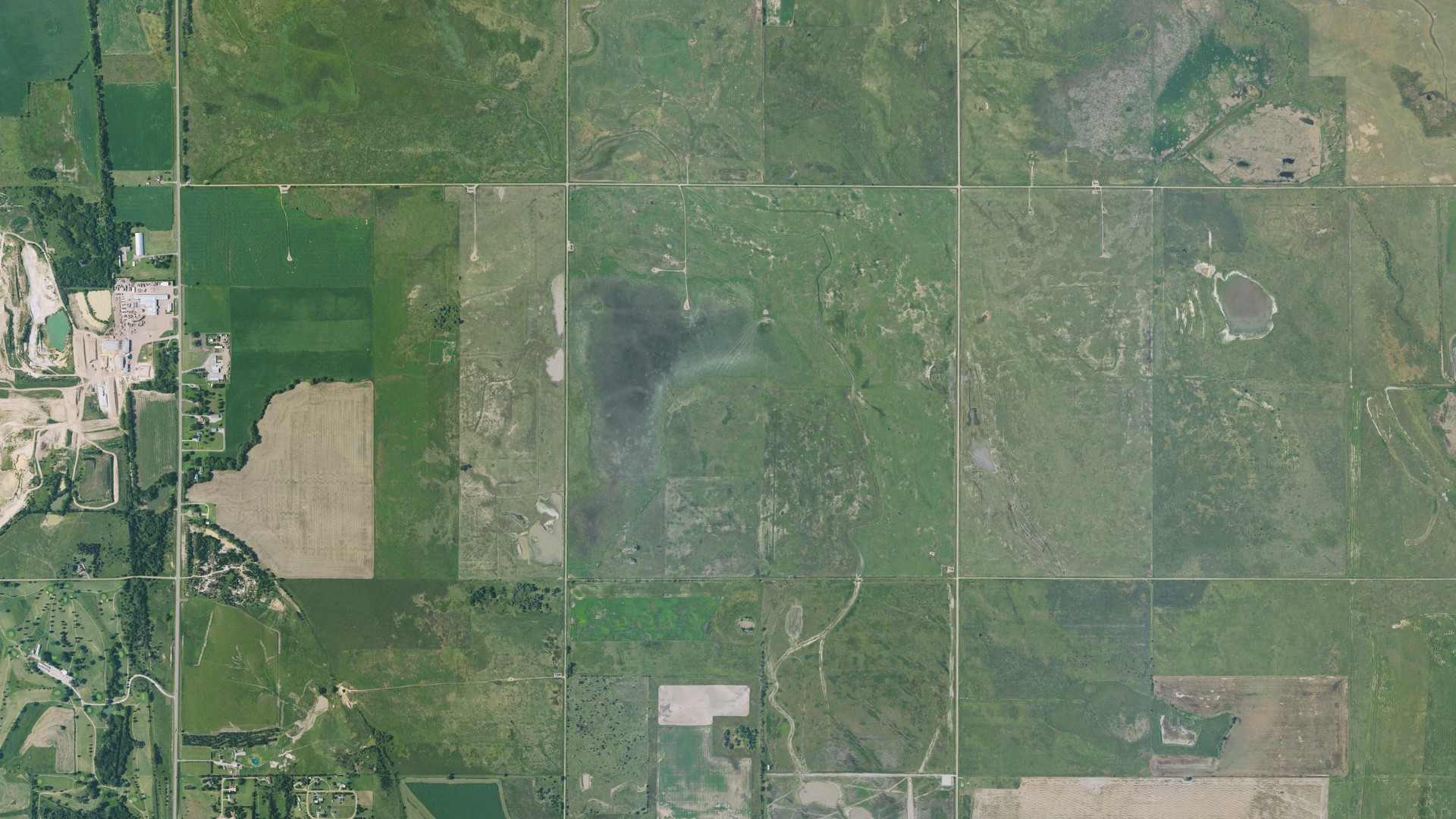 Aerial view of land around South Homestead, Kansas