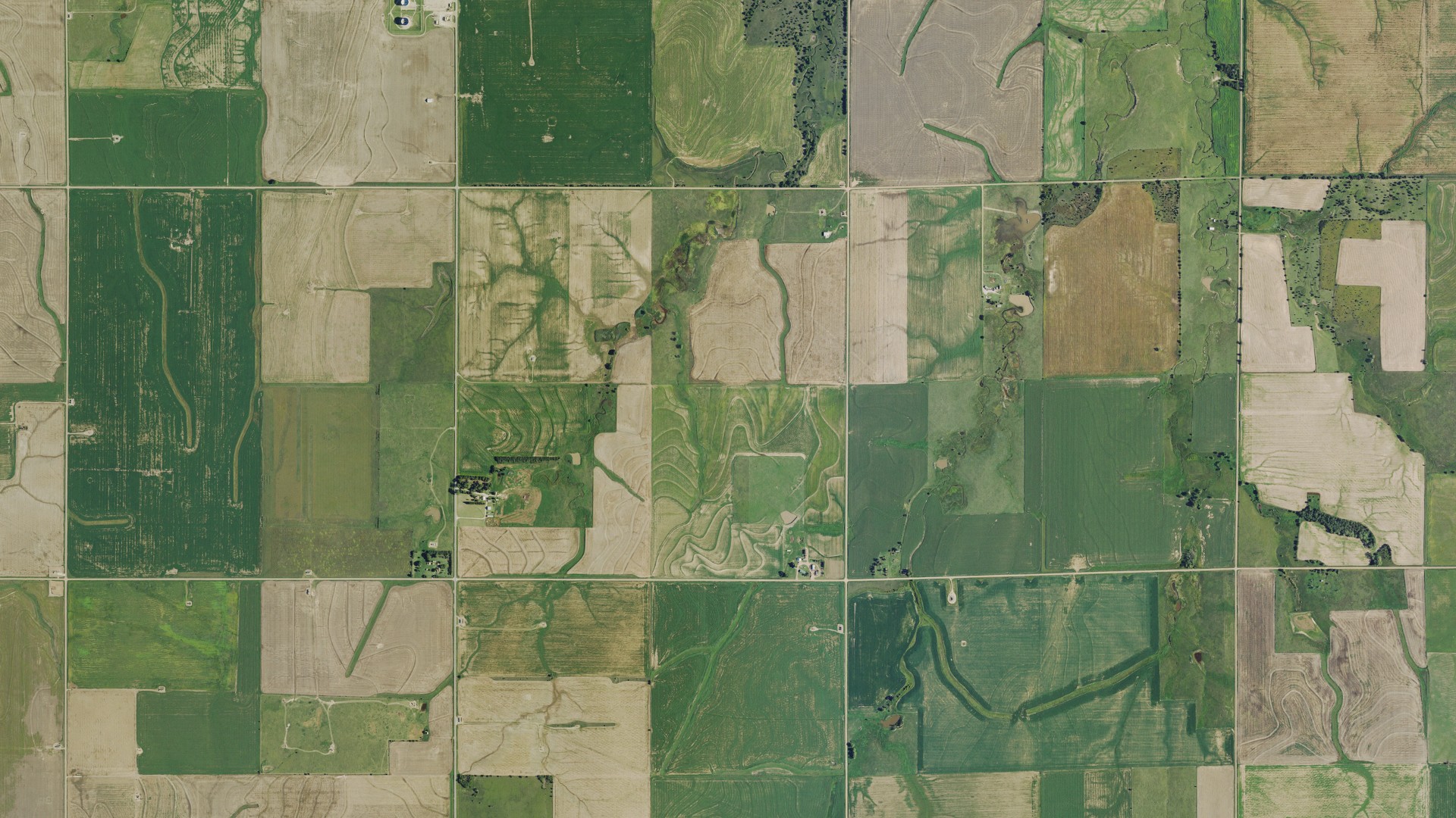 Natural-color aerial photograph of land around Union, Kansas