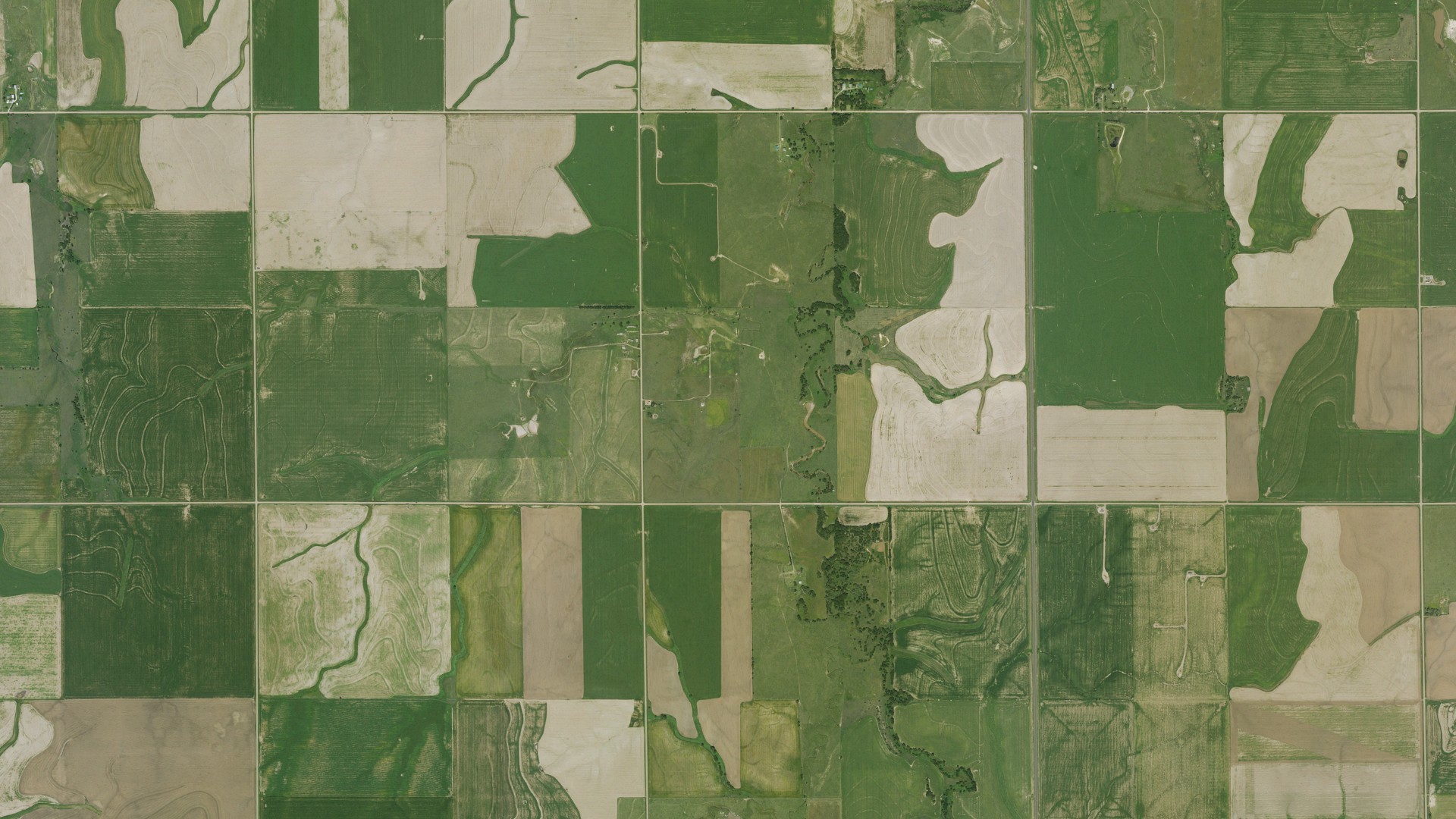 Aerial view of land around Wheatland, Kansas