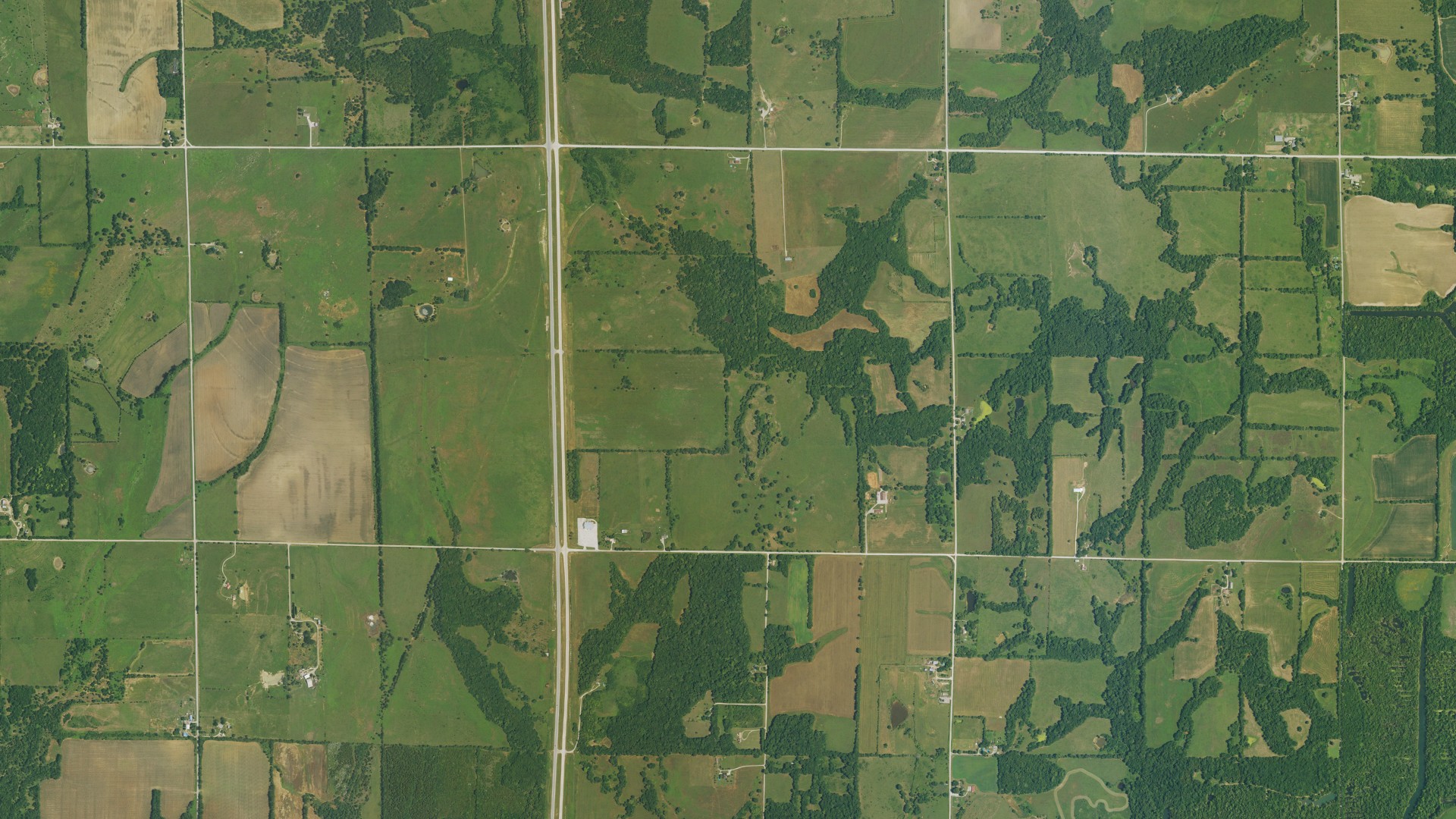 Aerial view of land around Drywood, Kansas