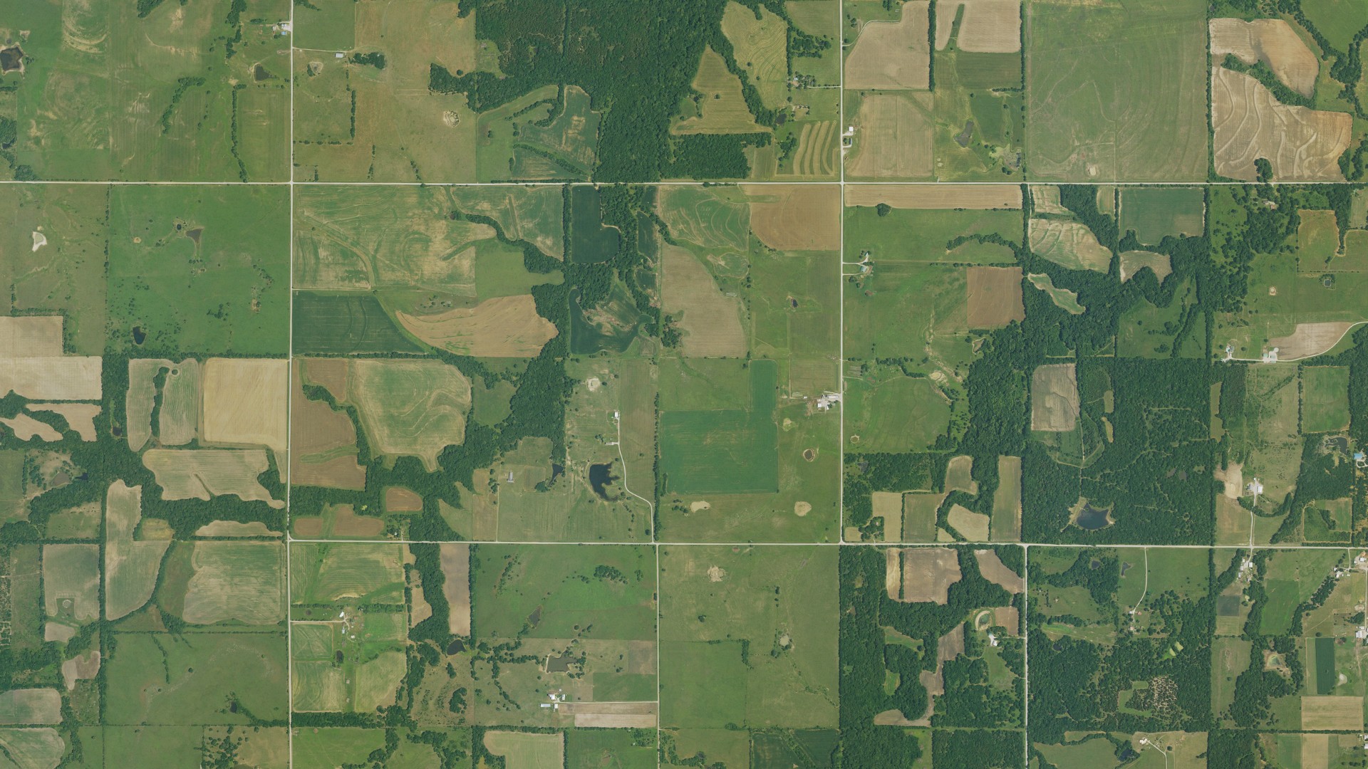 Aerial view of land around Freedom, Kansas