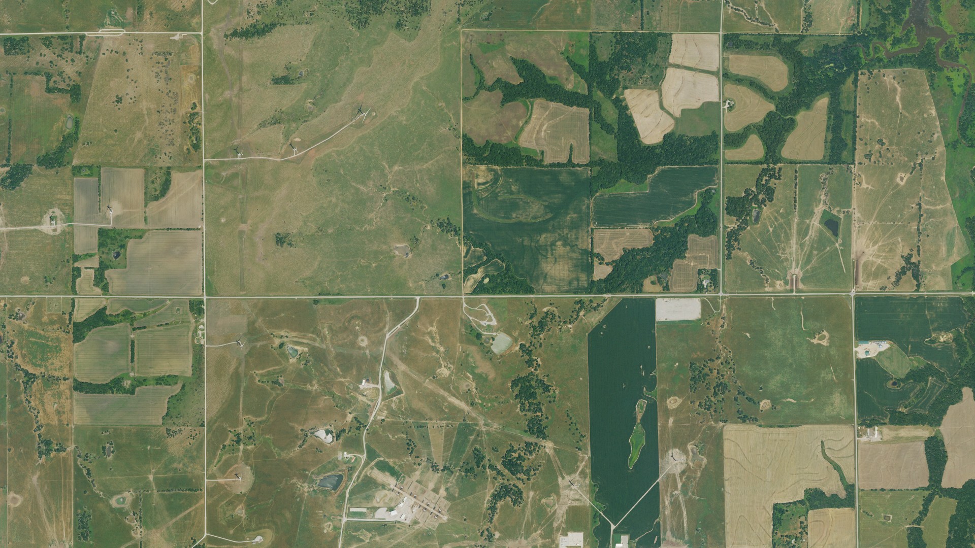 Aerial view of land around Walnut, Kansas