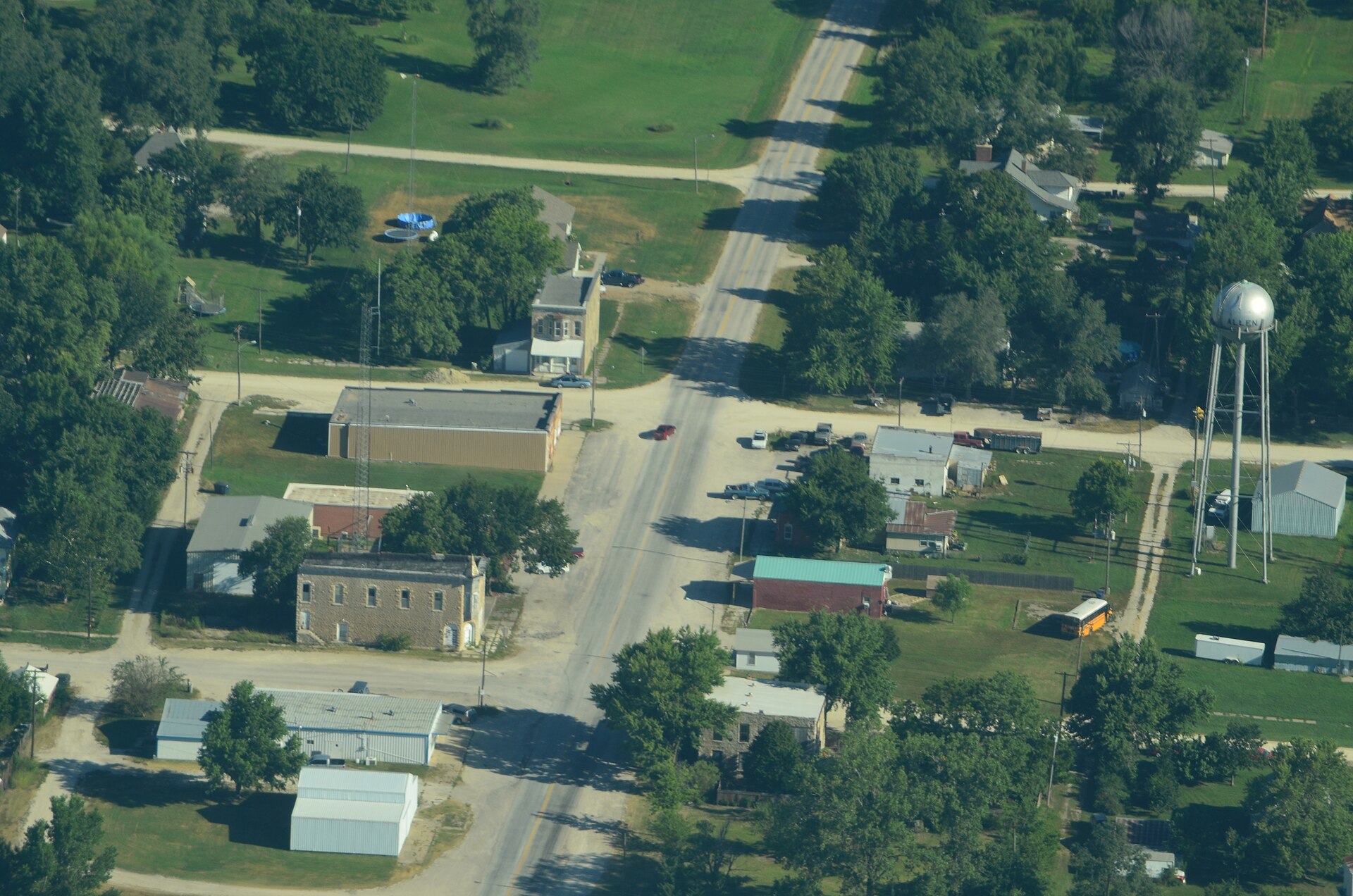 Aerial landscape in Allen, Kansas