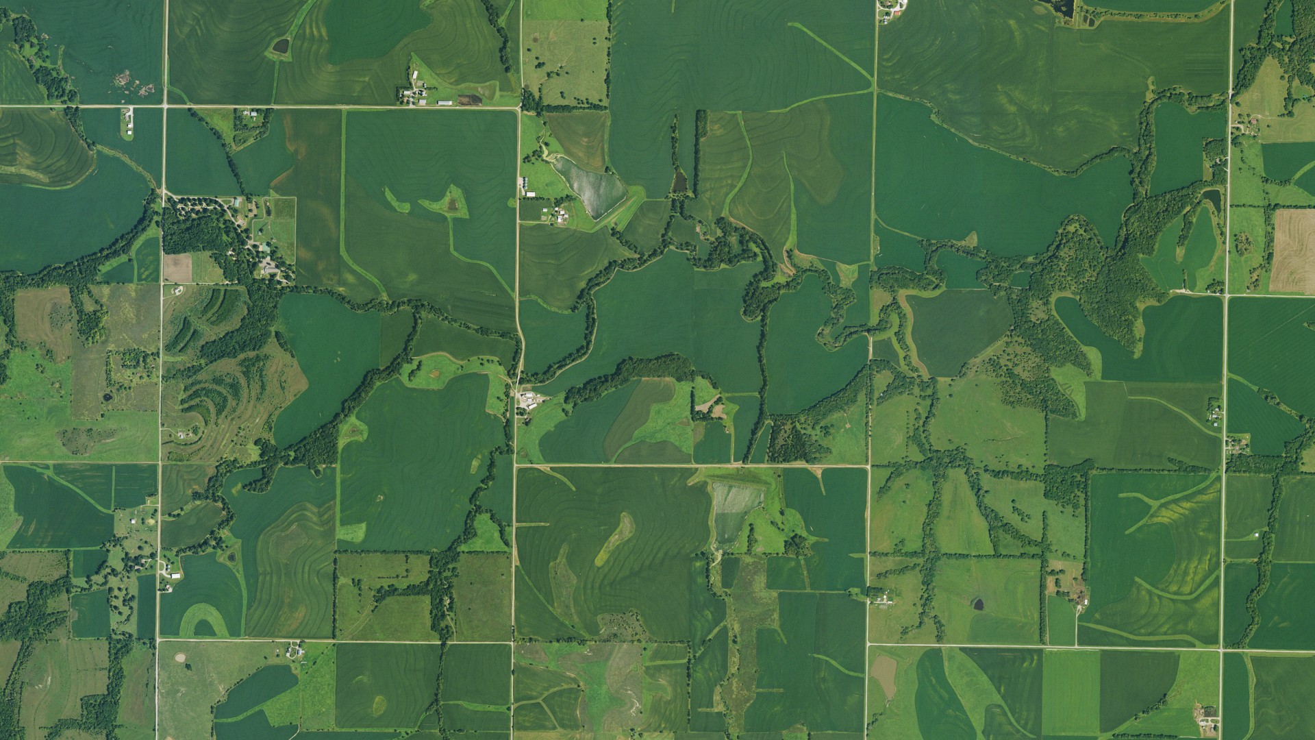 Aerial view of land around Morrill, Kansas