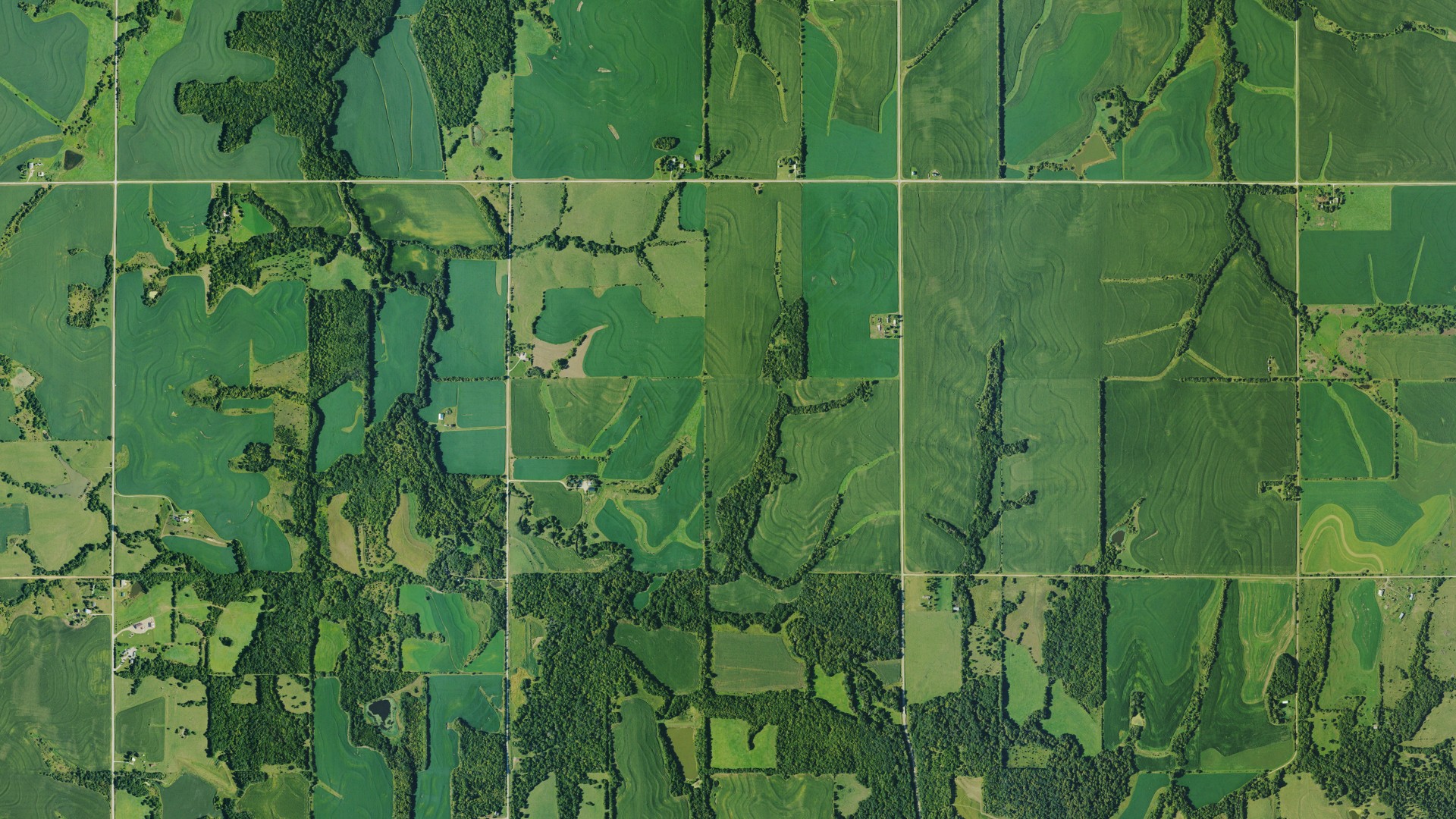 Aerial view of land around Washington, Kansas