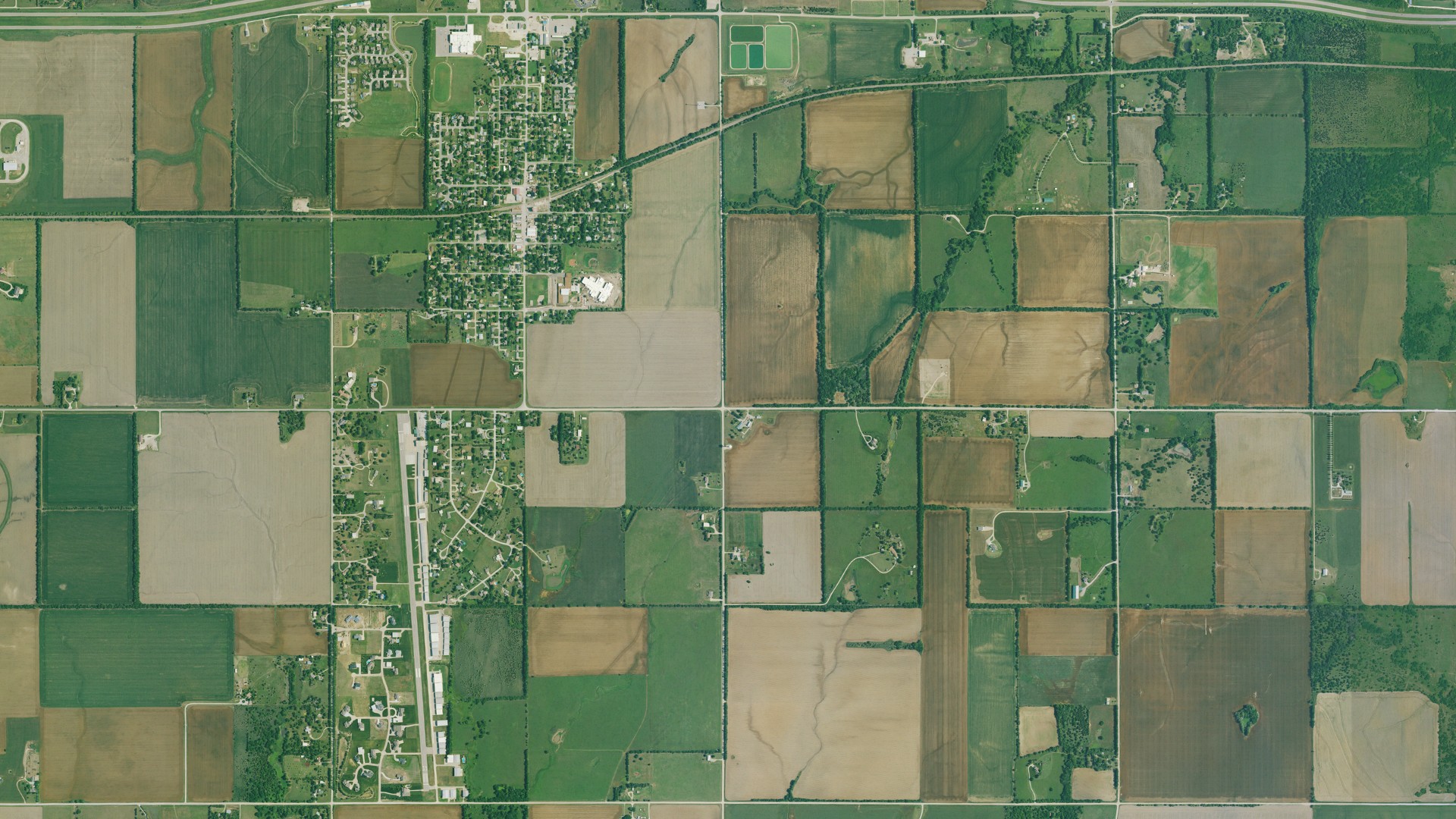 Aerial view of land around Benton, Kansas