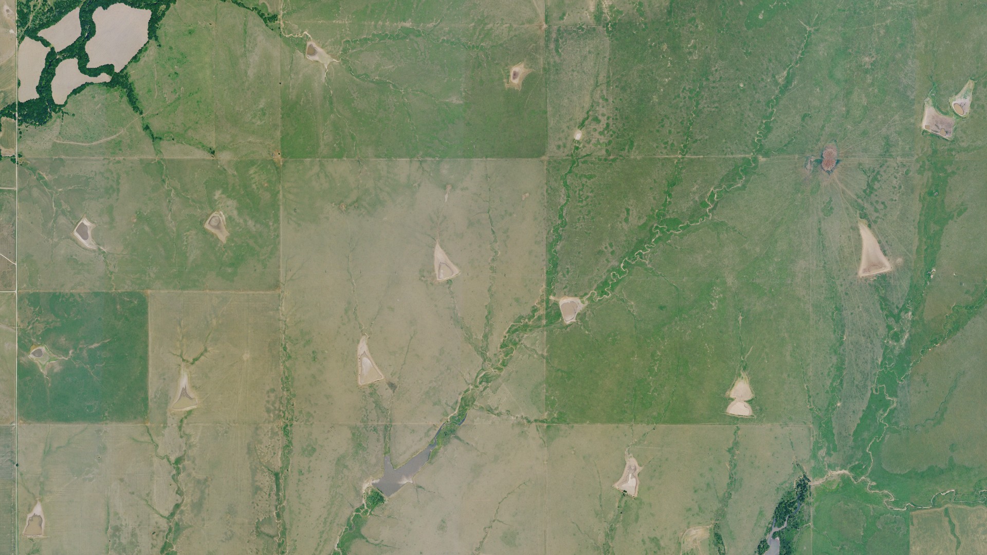 Aerial view of land around Chelsea, Kansas