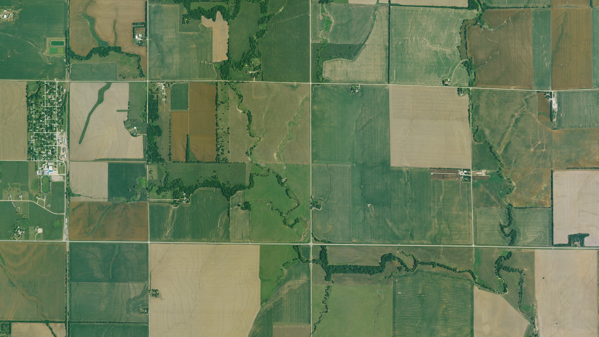 Aerial view of land around Fairmount, Kansas