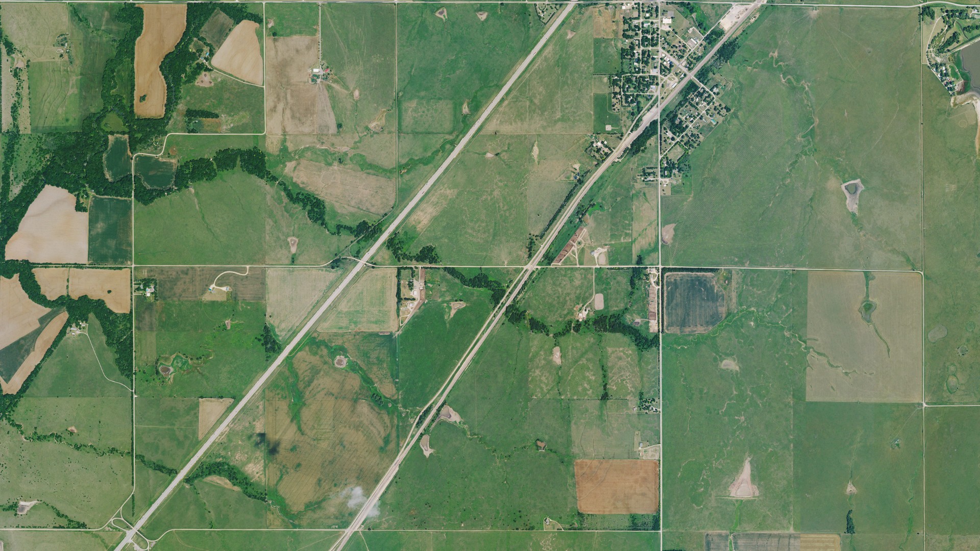 Aerial view of land around Sycamore, Kansas