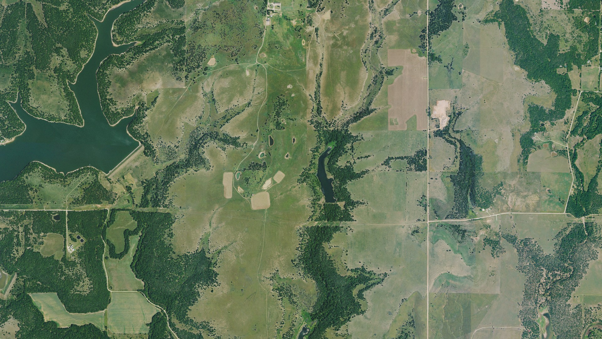 Aerial view of land around Lafayette, Kansas
