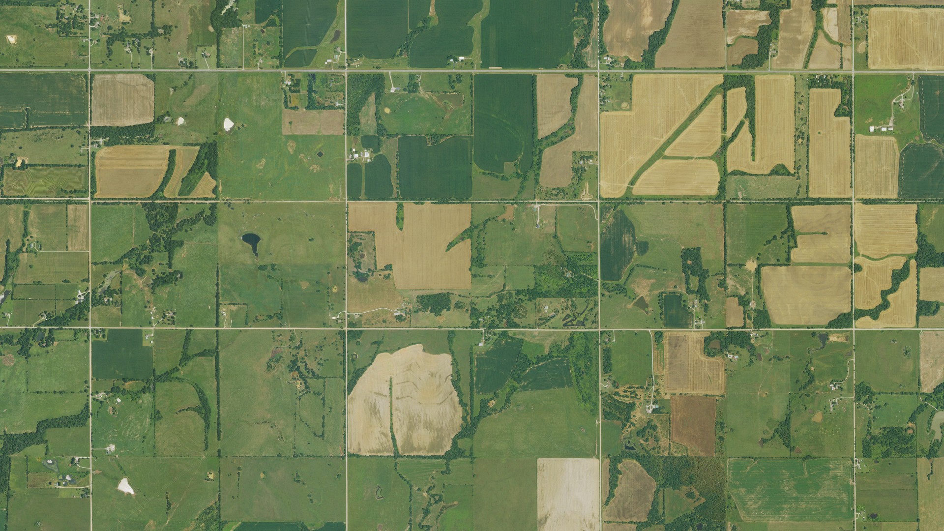 Aerial view of land around Crawford, Kansas