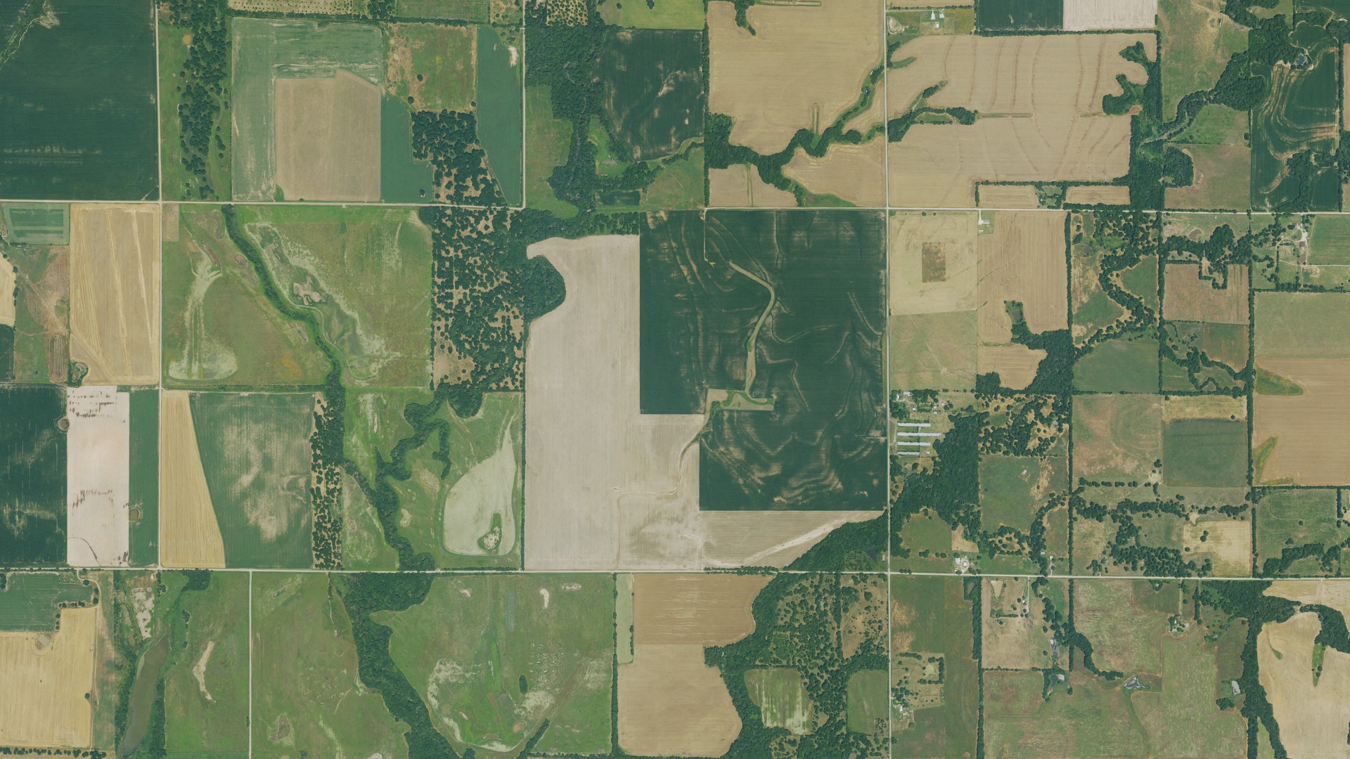 Aerial view of land around Neosho, Kansas