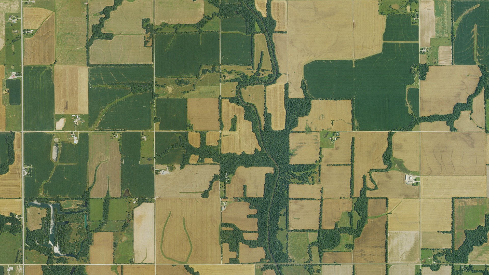 Aerial view of land around Pleasant View, Kansas