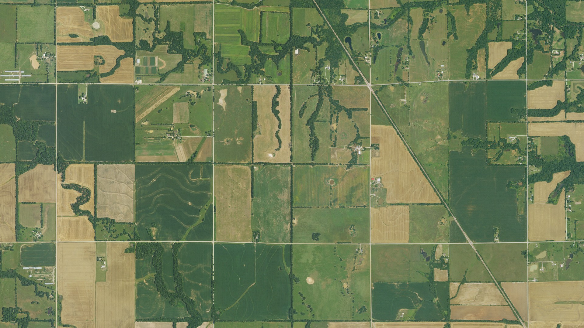 Aerial view of land around Spring Valley, Kansas