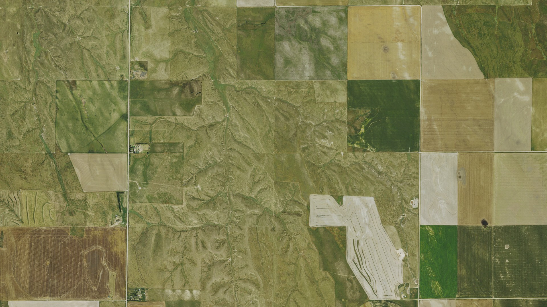Aerial view of land around Orlando, Kansas