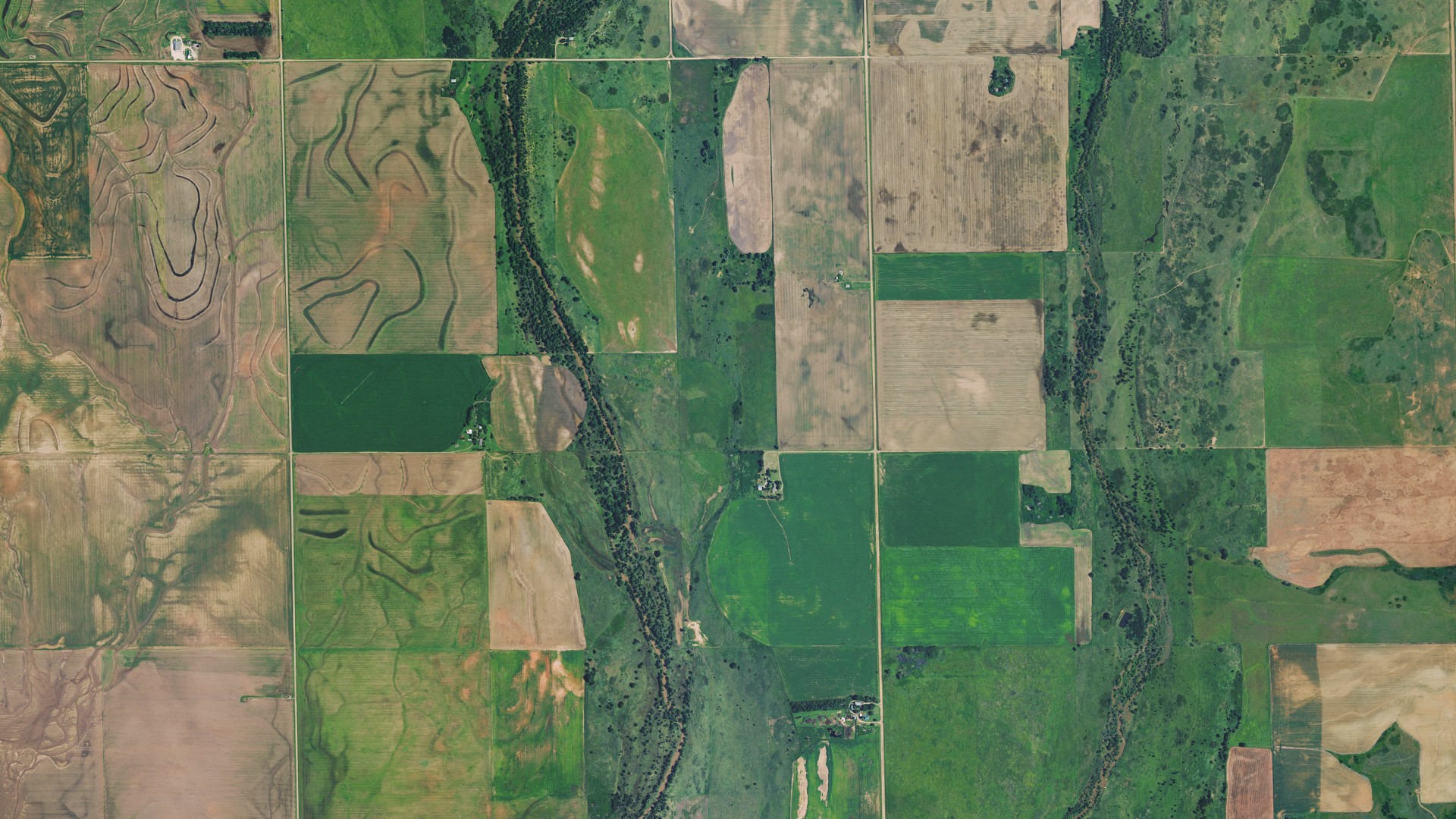 Aerial view of land around Protection, Kansas