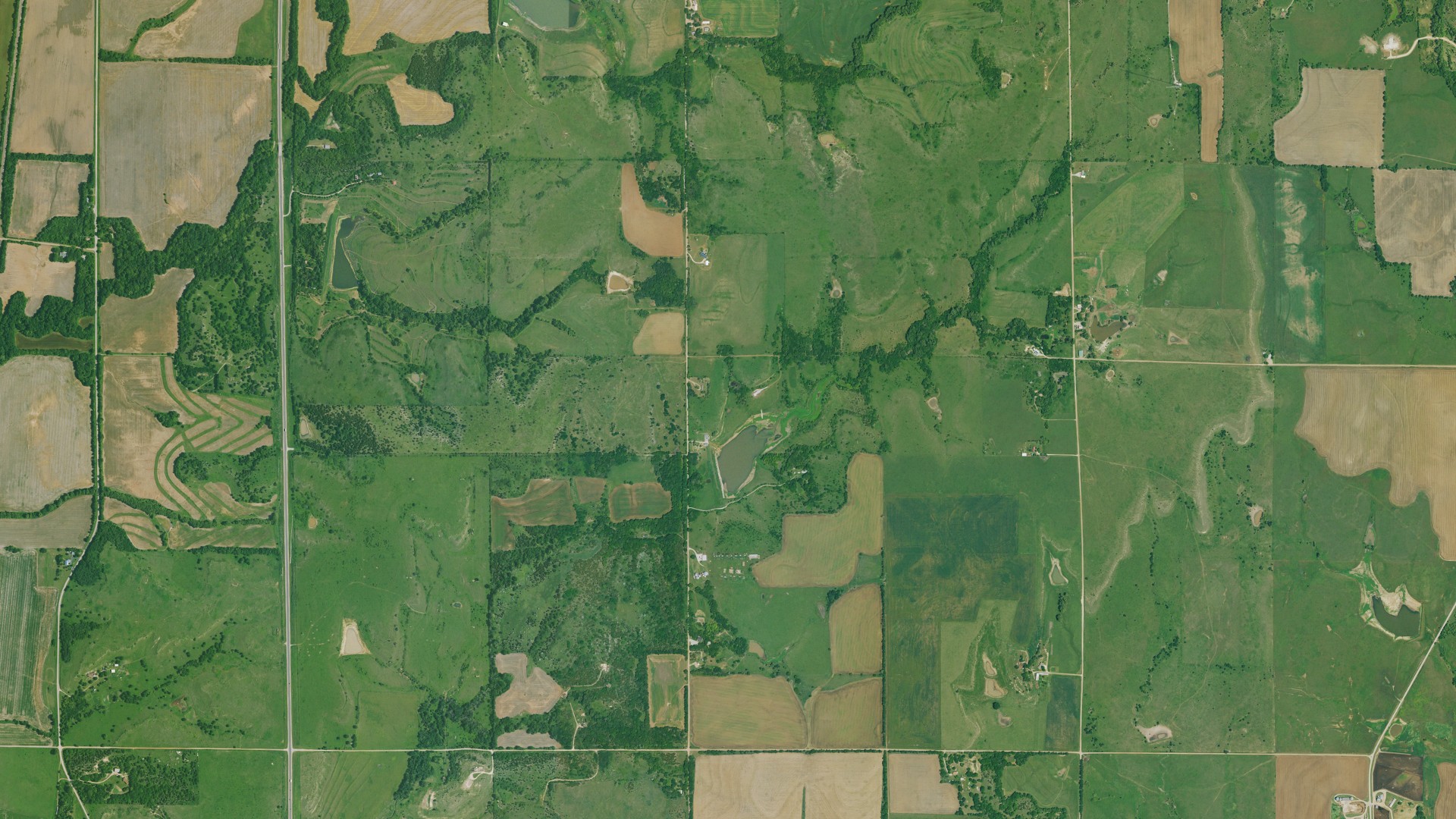 Aerial view of land around Fairview, Kansas