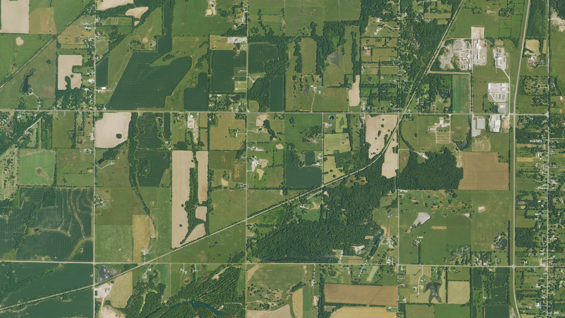 Aerial view of land around Baker, Kansas