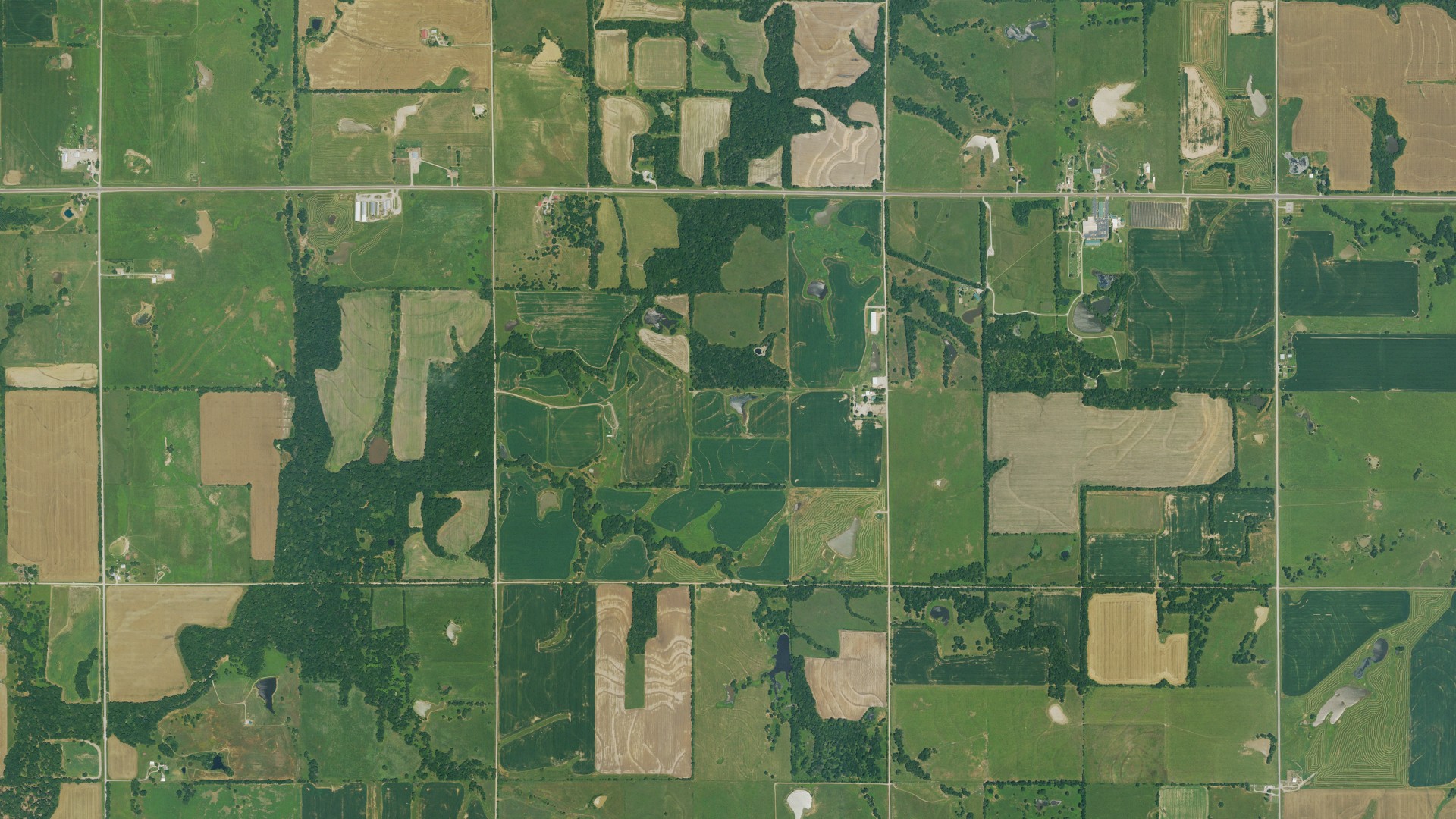 Aerial view of land around Grant, Kansas