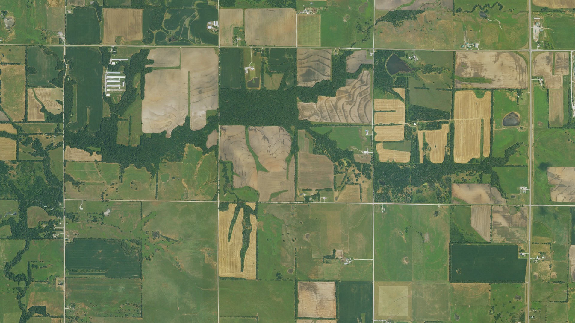 Aerial view of land around Sheridan, Kansas