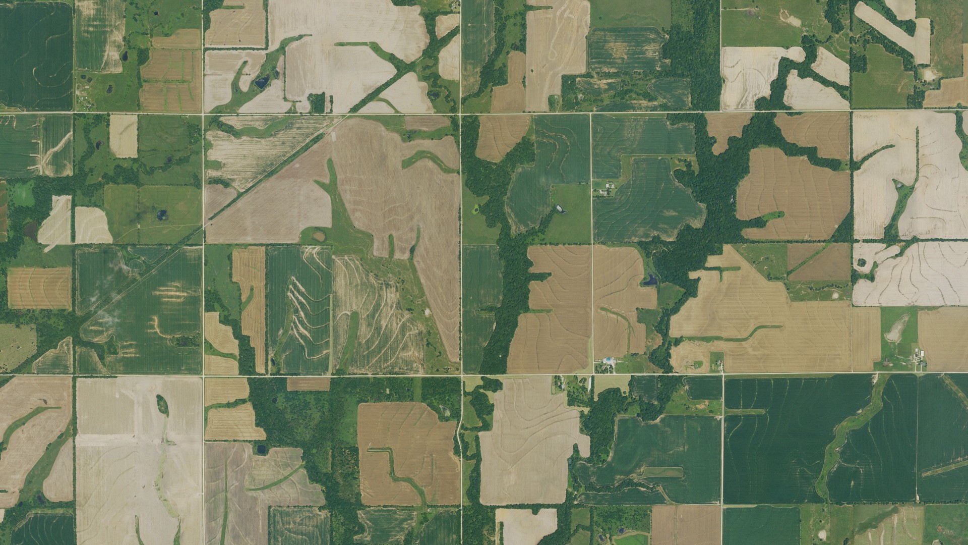 Aerial view of land around Walnut, Kansas