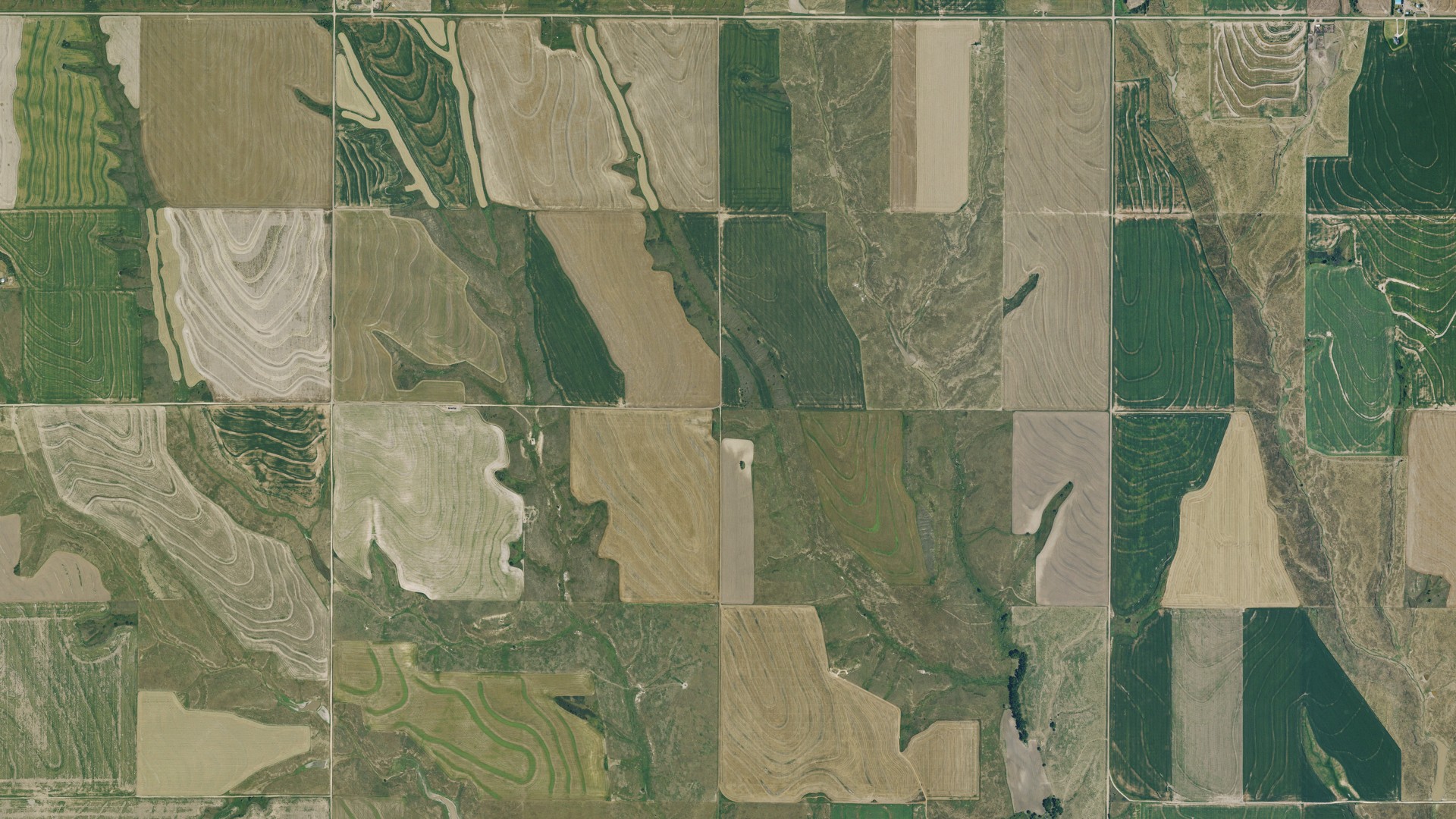 Aerial view of land around Altory, Kansas