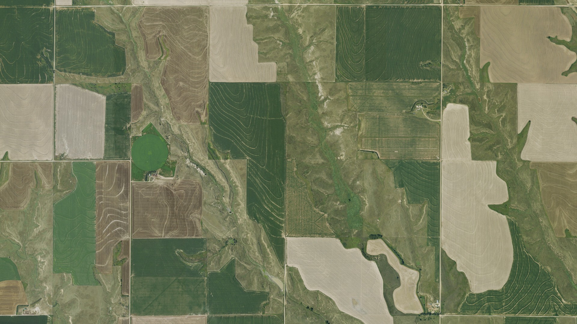 Aerial view of land around Finley, Kansas
