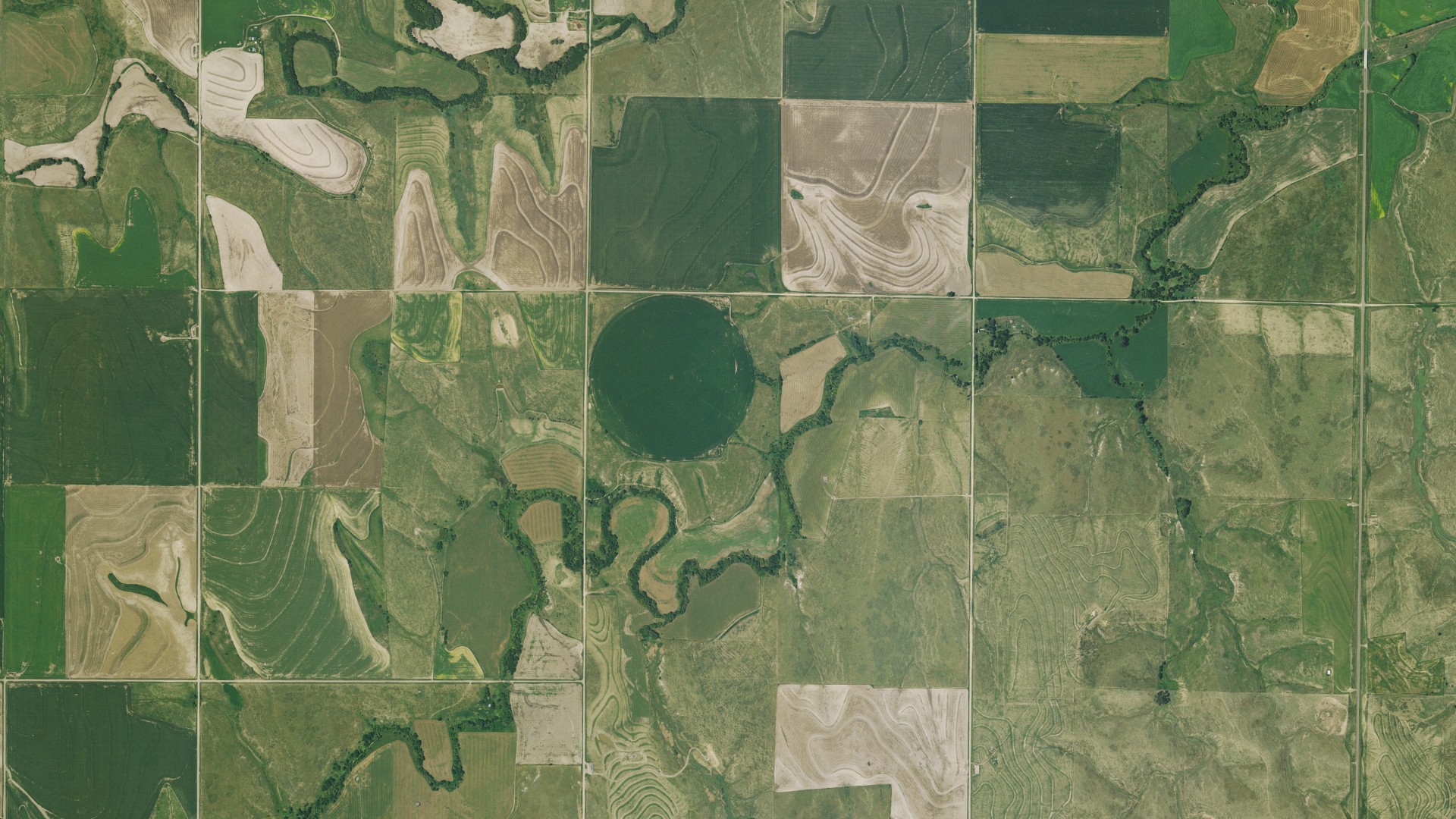 Aerial view of land around Prairie Dog, Kansas