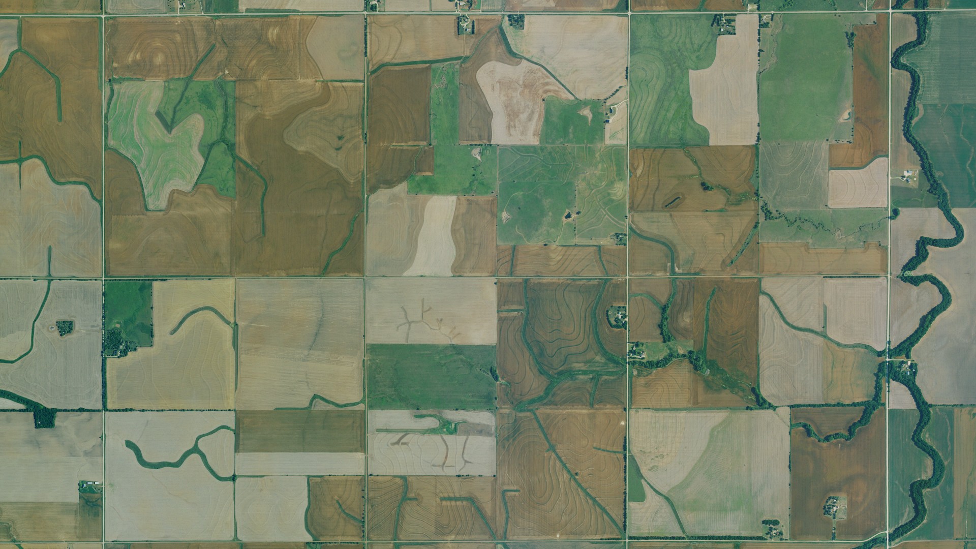 Aerial view of land around Garfield, Kansas