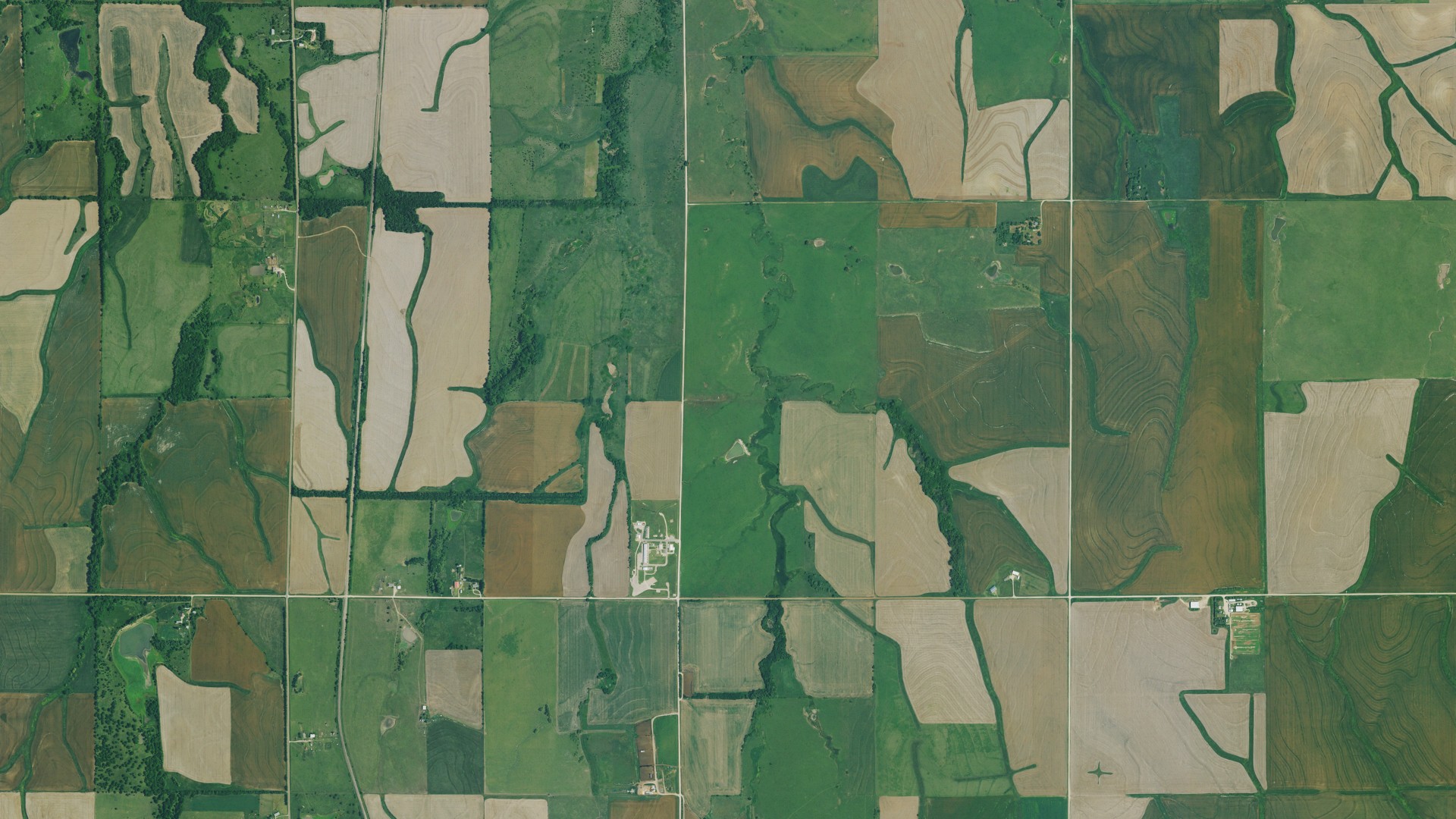 Aerial view of land around Logan, Kansas