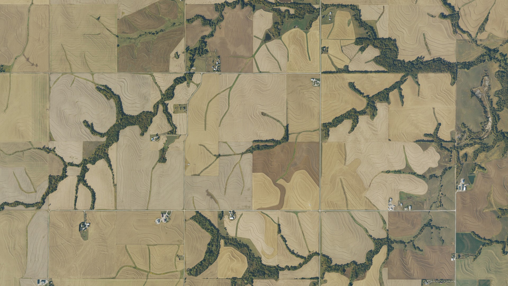 Aerial view of land around Union, Kansas