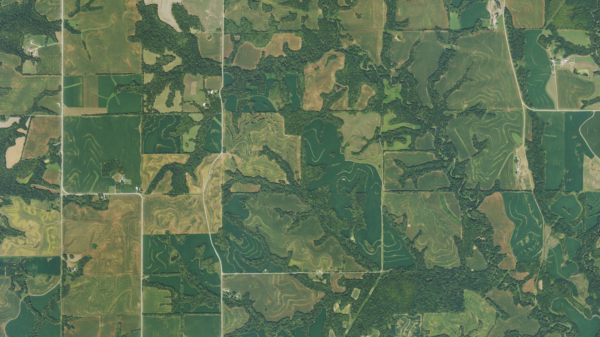 Aerial view of land around Wayne, Kansas