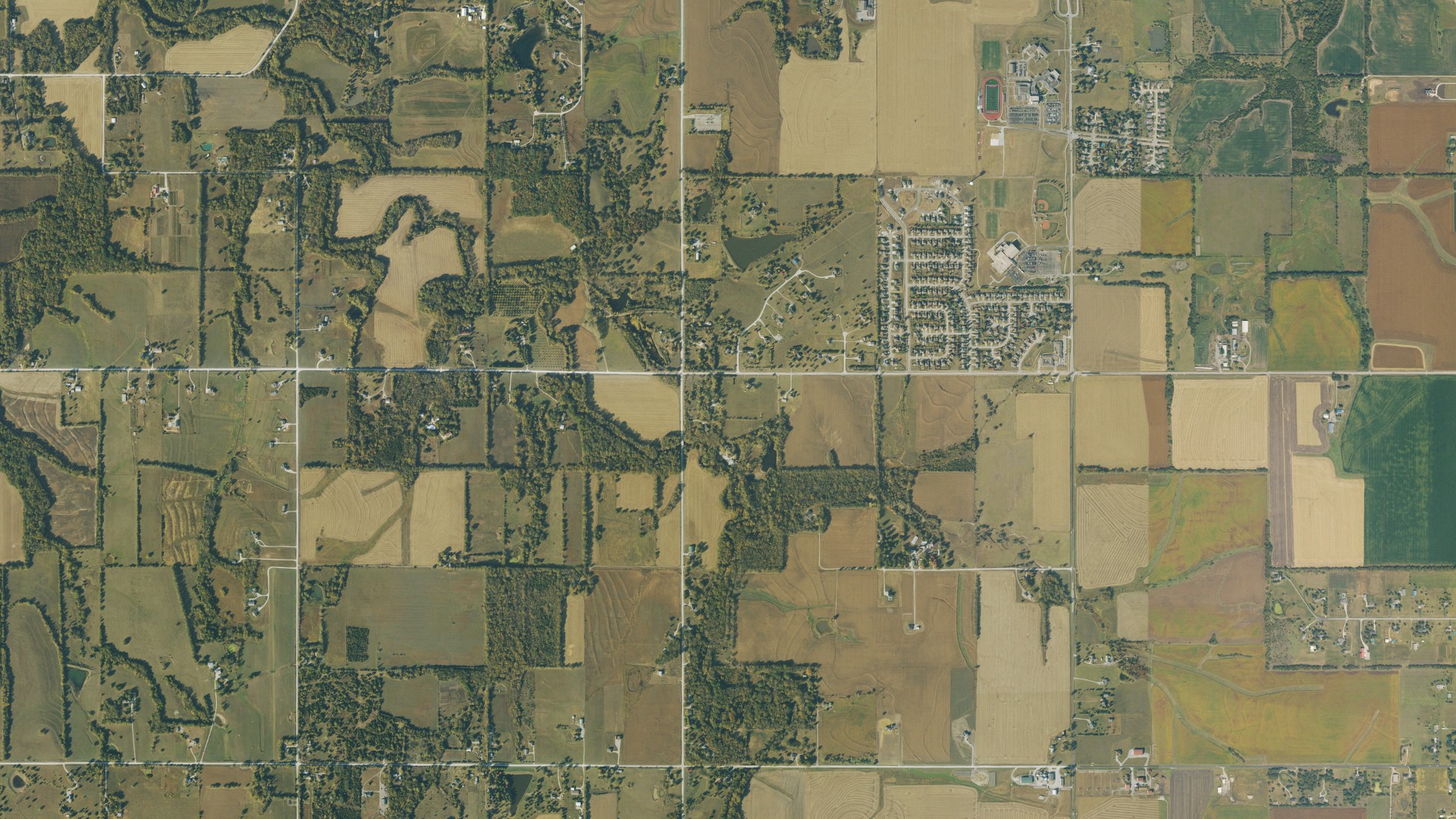 Aerial view of land around Eudora, Kansas