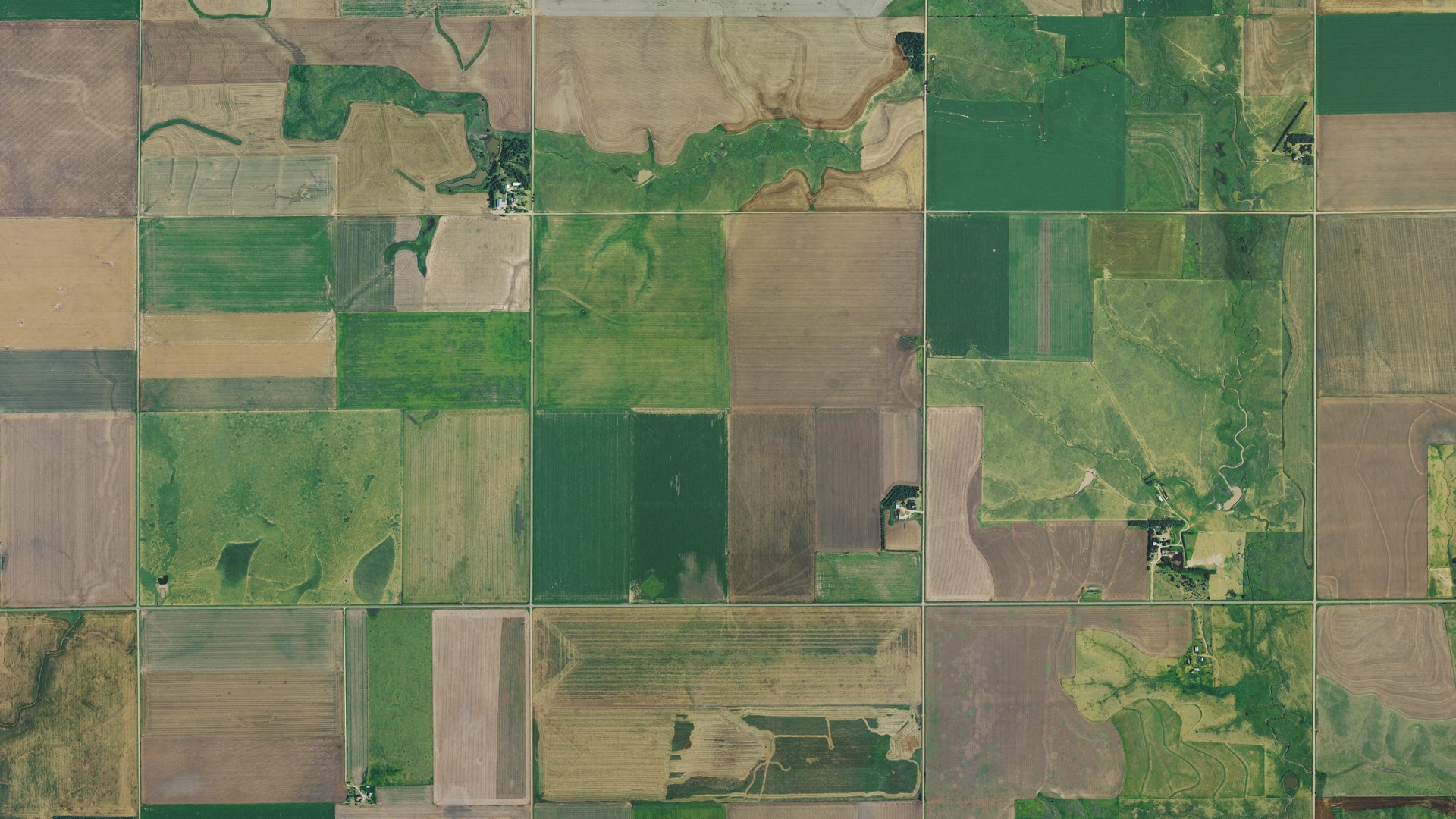 Aerial view of land around Jackson, Kansas