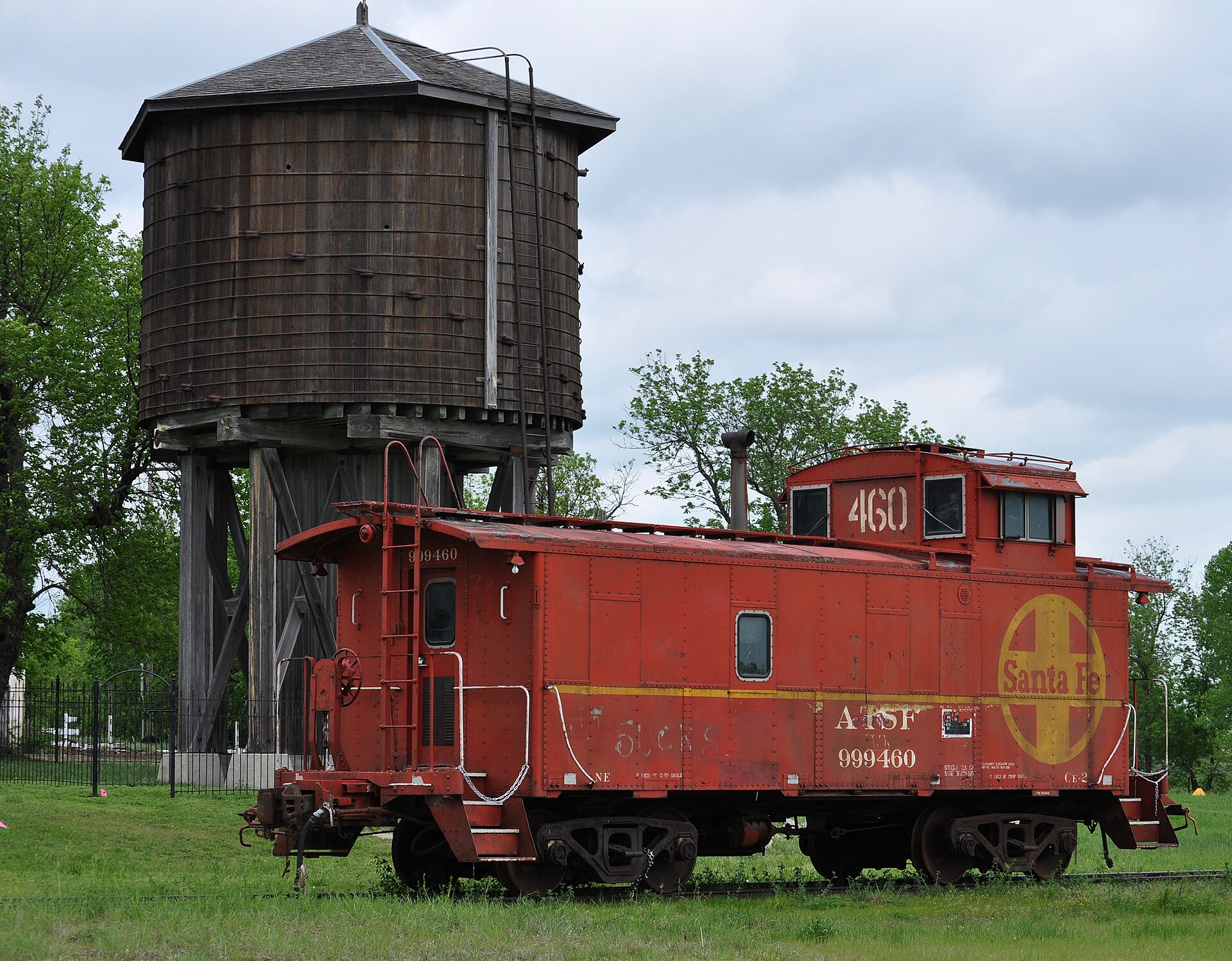 Historic Beaumont, Kansas Water Tower and Frisco caboose