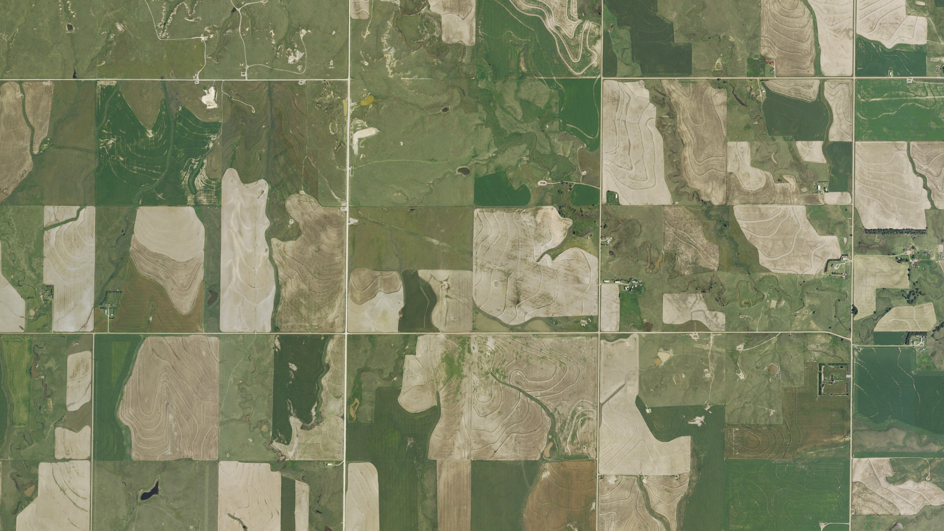 Aerial view of land around Big Creek, Kansas
