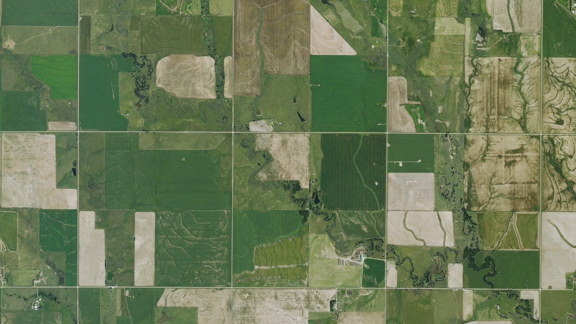 Aerial view of land around Herzog, Kansas