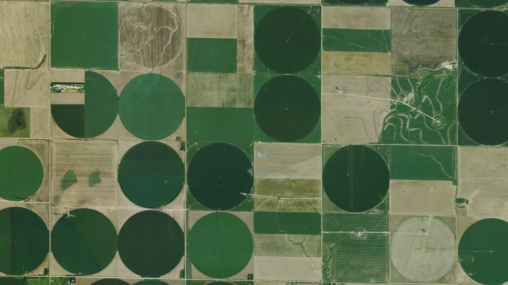 Aerial view of land around Enterprise, Kansas