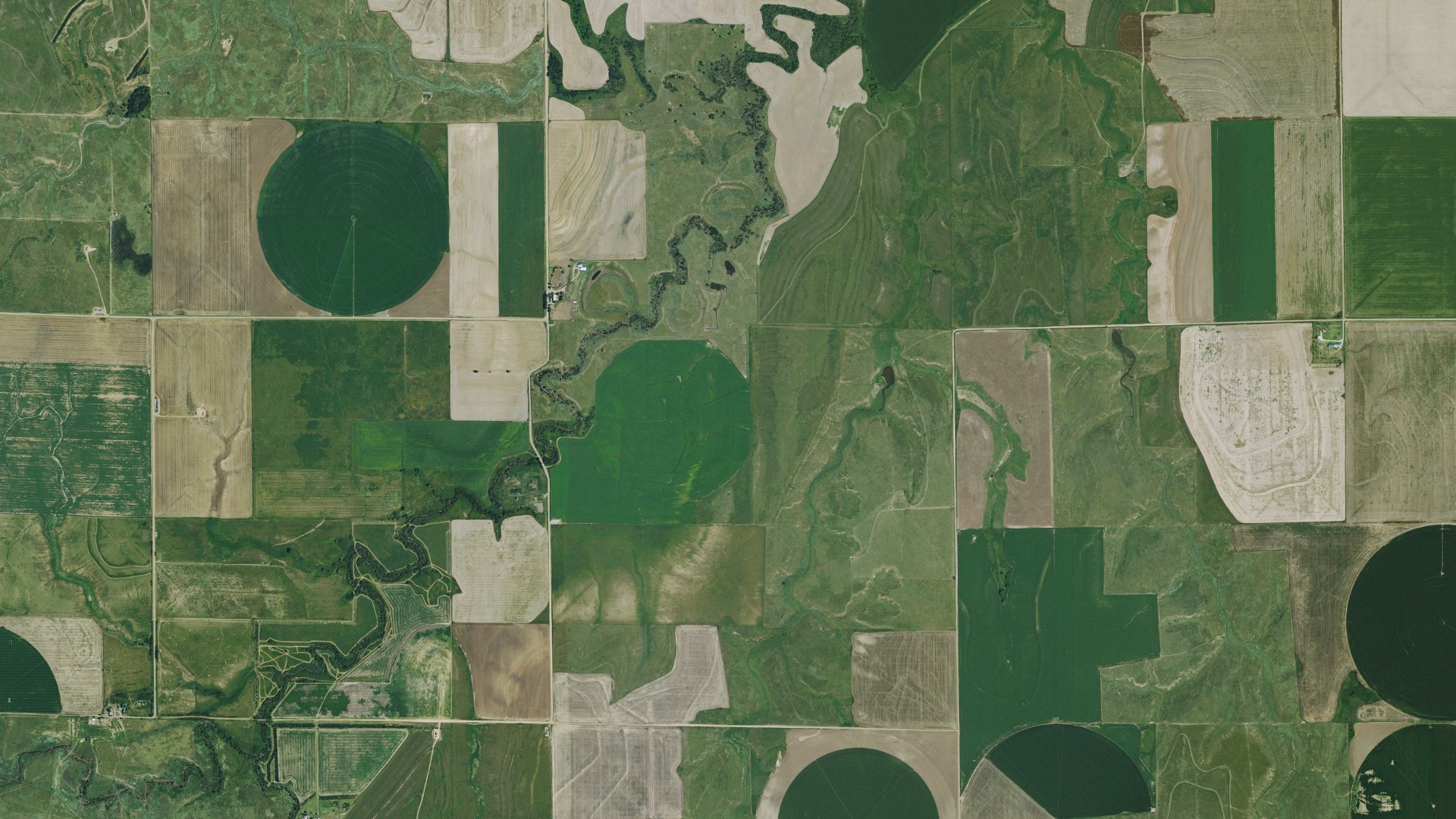 Aerial view of land around Ford, Kansas