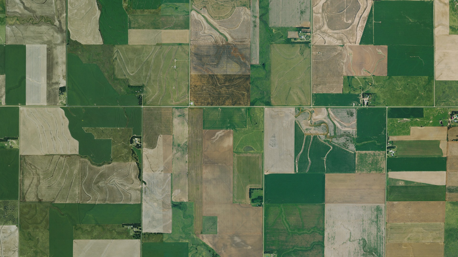 Aerial view of land around Wheatland, Kansas