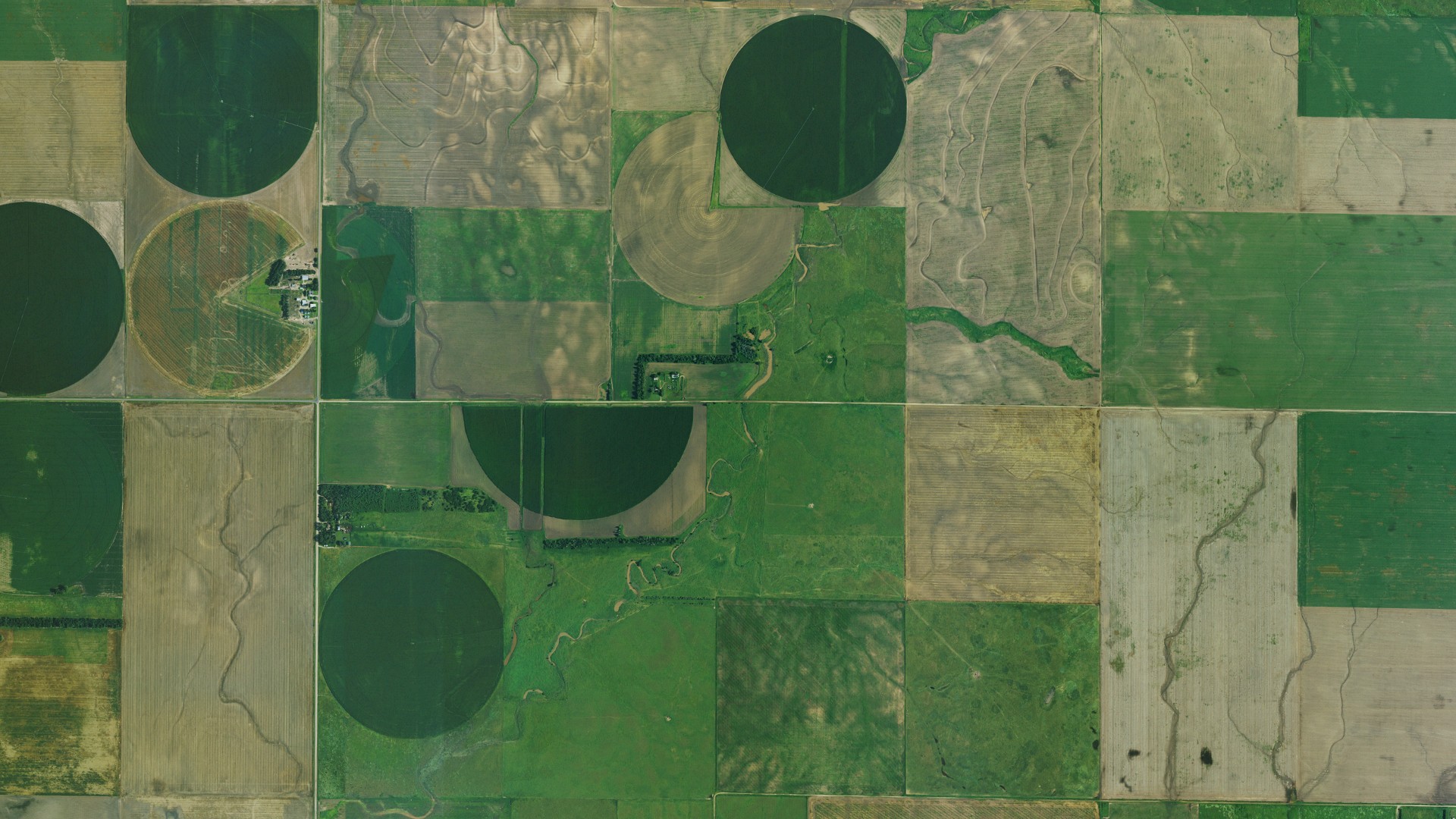 Aerial view of land around Wilburn, Kansas