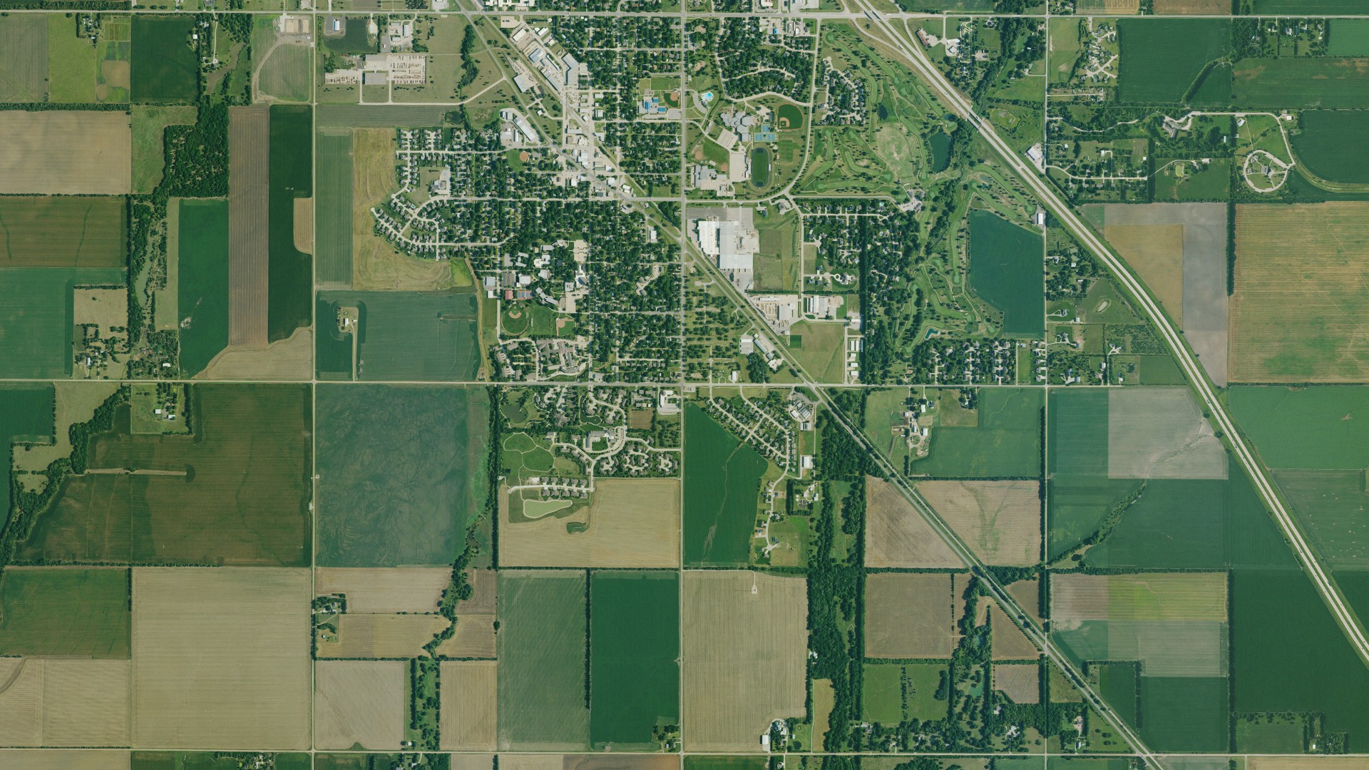 Aerial view of land around Emma, Kansas