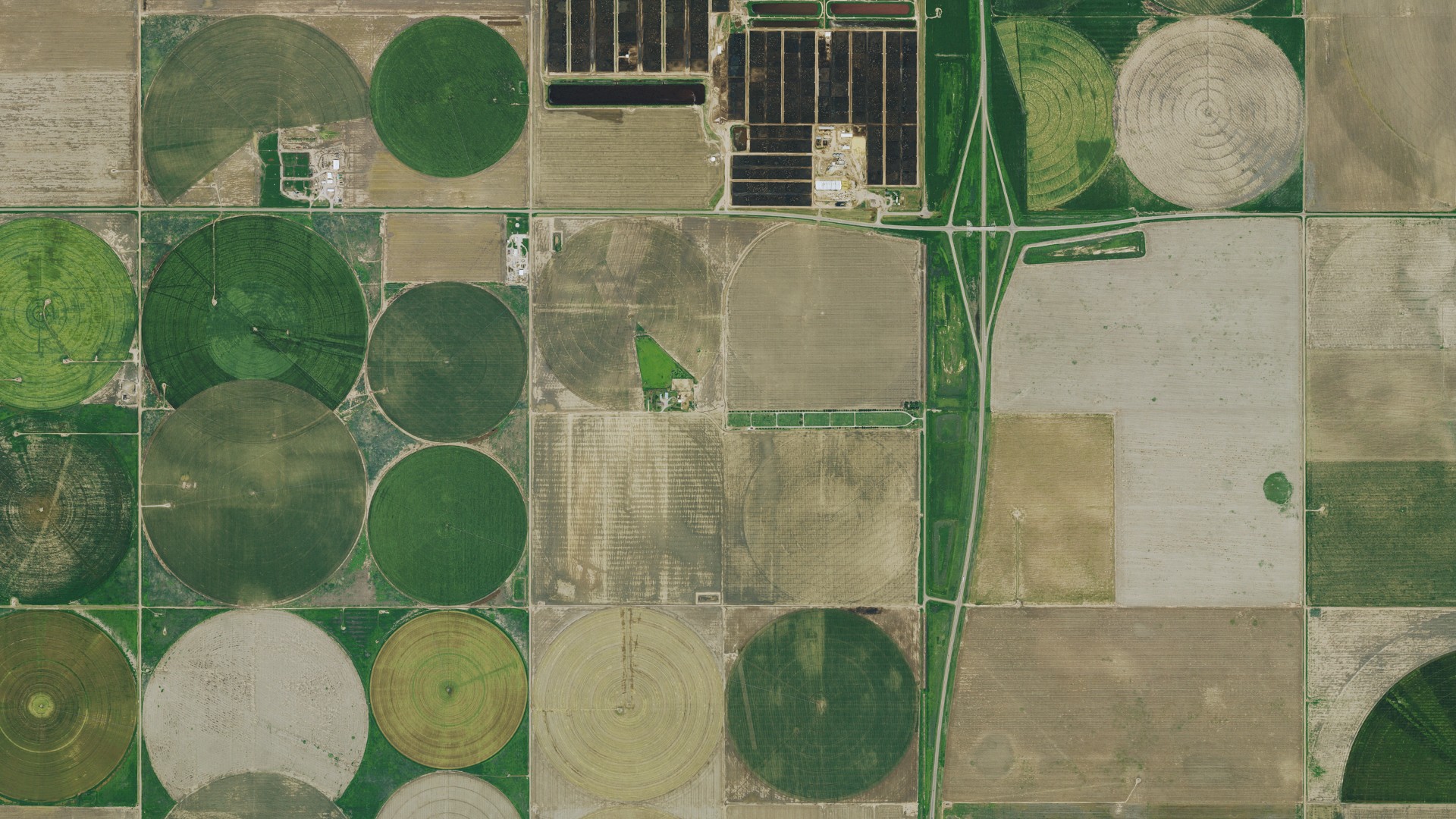 Aerial view of land around Haskell, Kansas