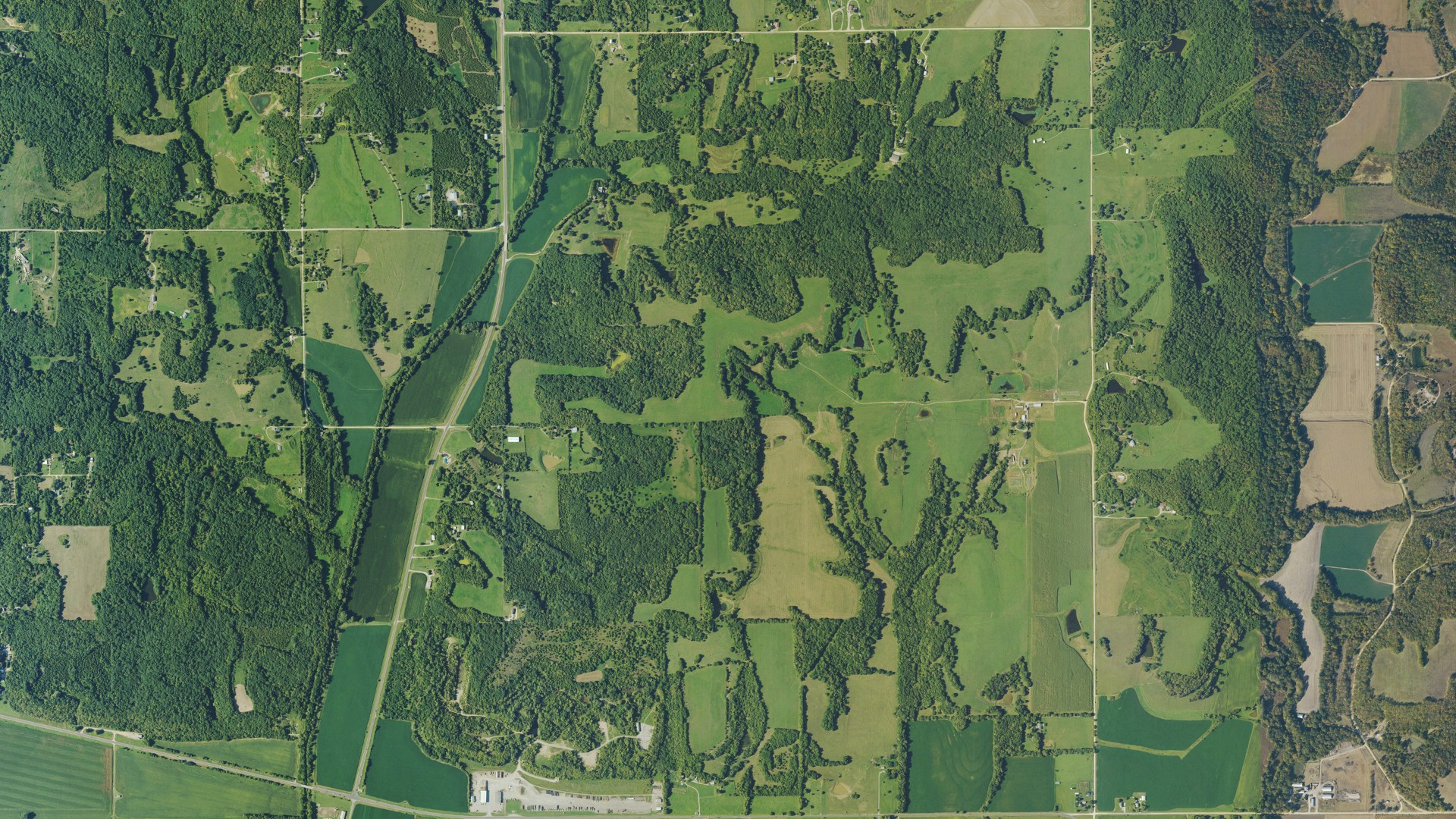 Aerial view of land around Rural, Kansas