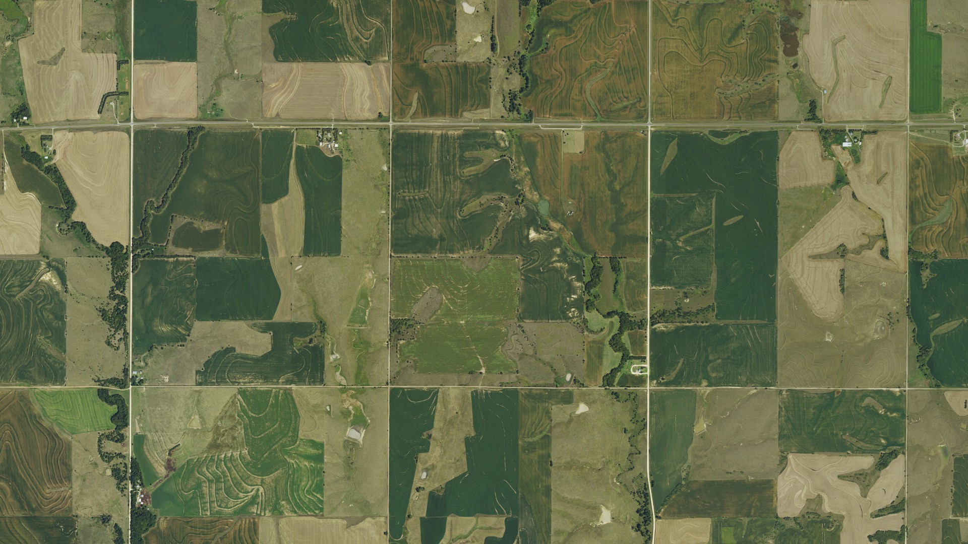 Natural-color aerial photograph of land around Esbon, Kansas