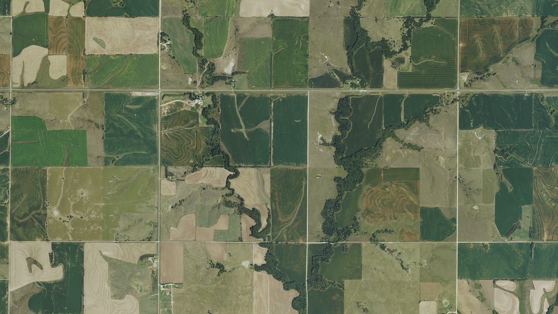 Aerial view of land around Limestone, Kansas