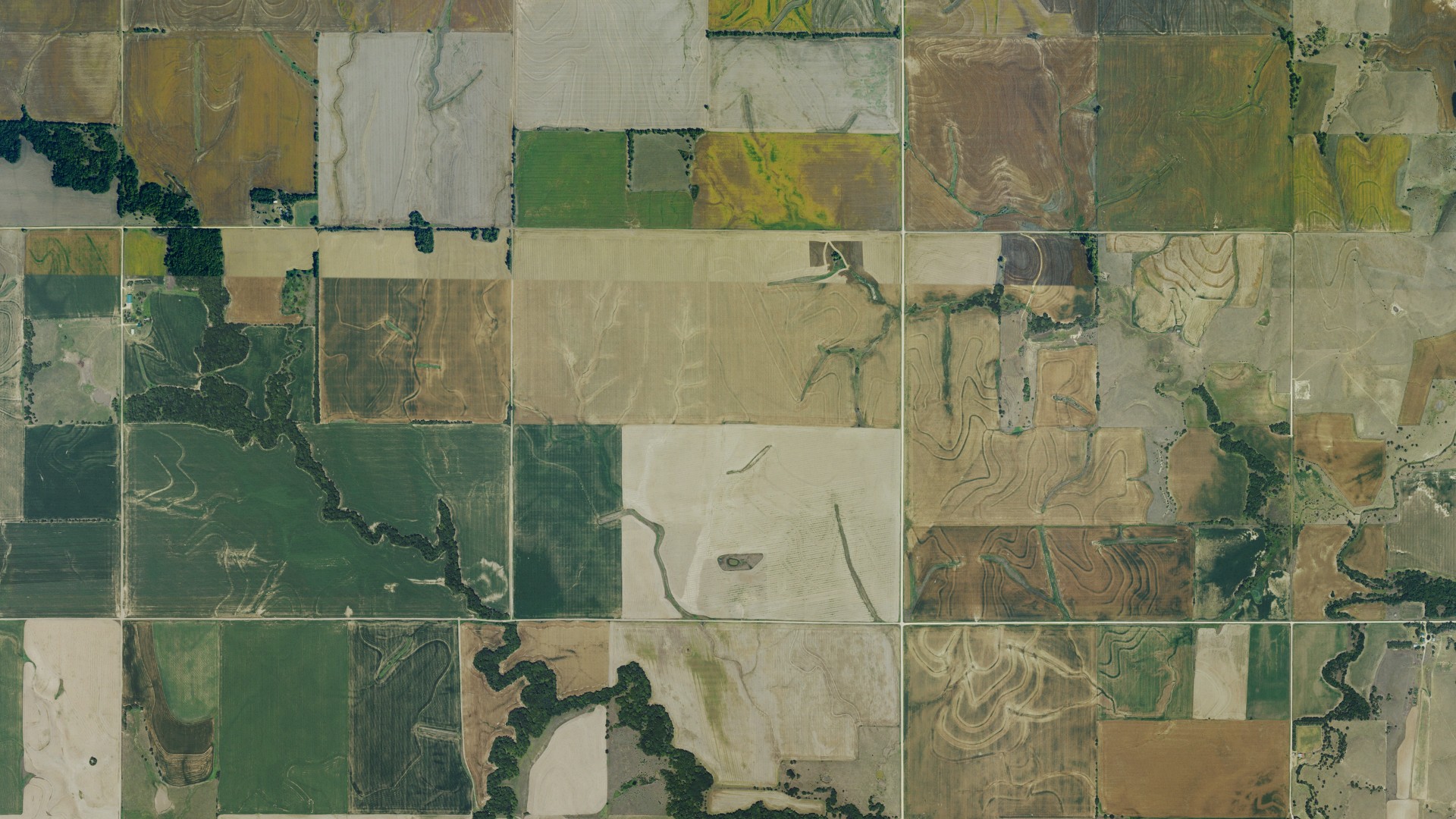 Aerial view of land around Vicksburg, Kansas