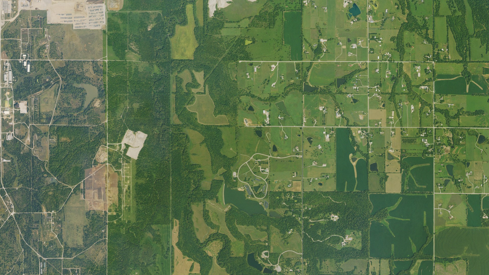 Aerial view of land around Lexington, Kansas